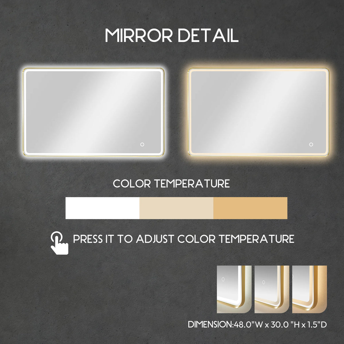 Callout for the matching LED mirror with adjustable color temperature