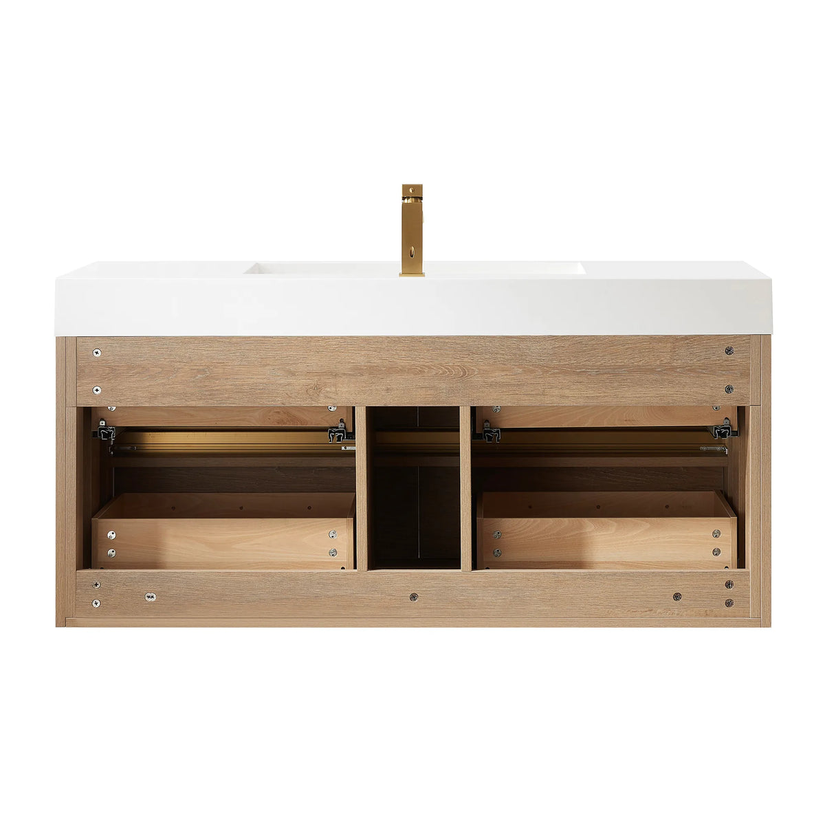 White-background rear shot of the cabinet with its back panel open