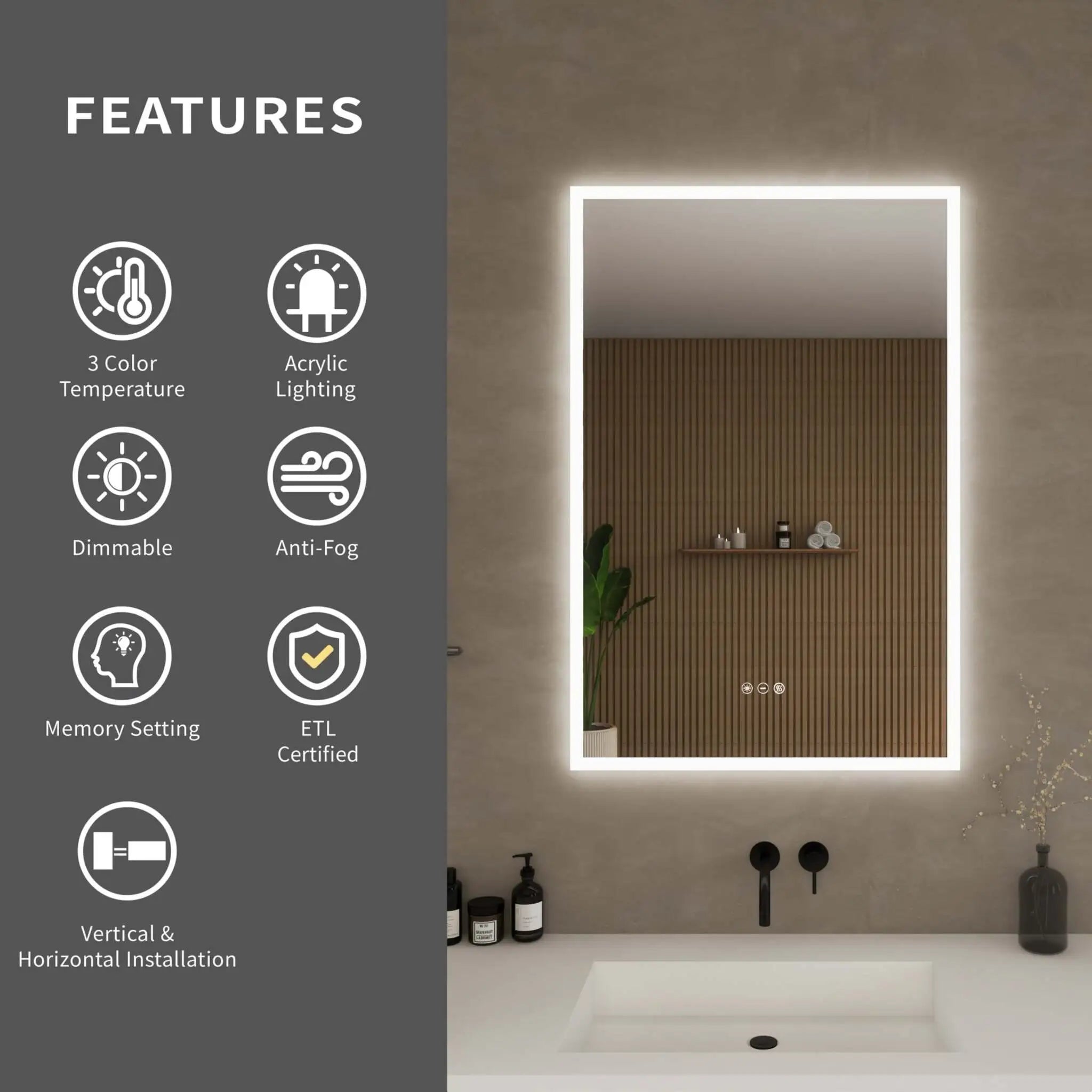 LED Mirror - Element by Wyndham (WCZLEDCHM2436) image 3
