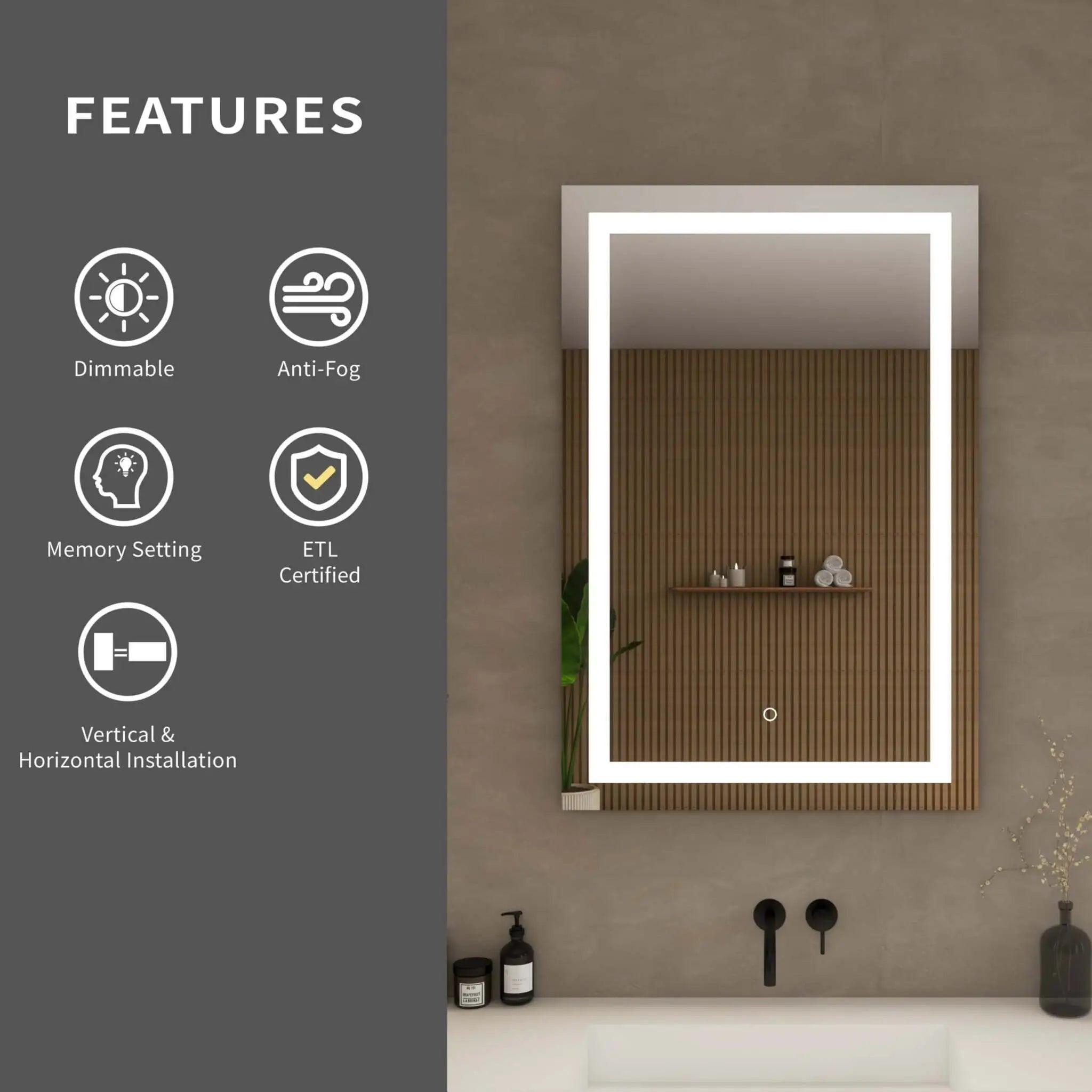 LED Mirror - Lucia by Wyndham (WCZLEDALM2436) image 3