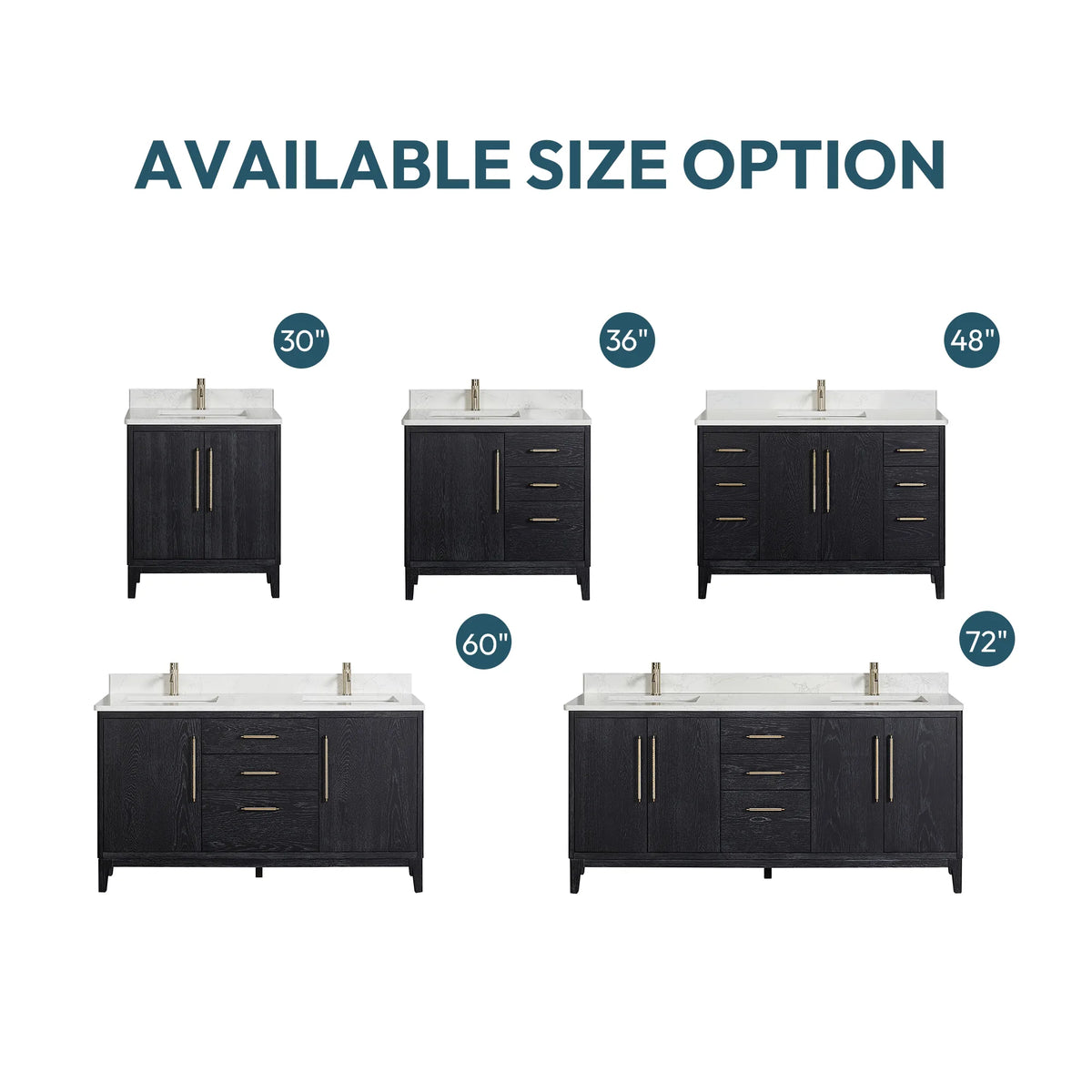 Available size options laid out side by side