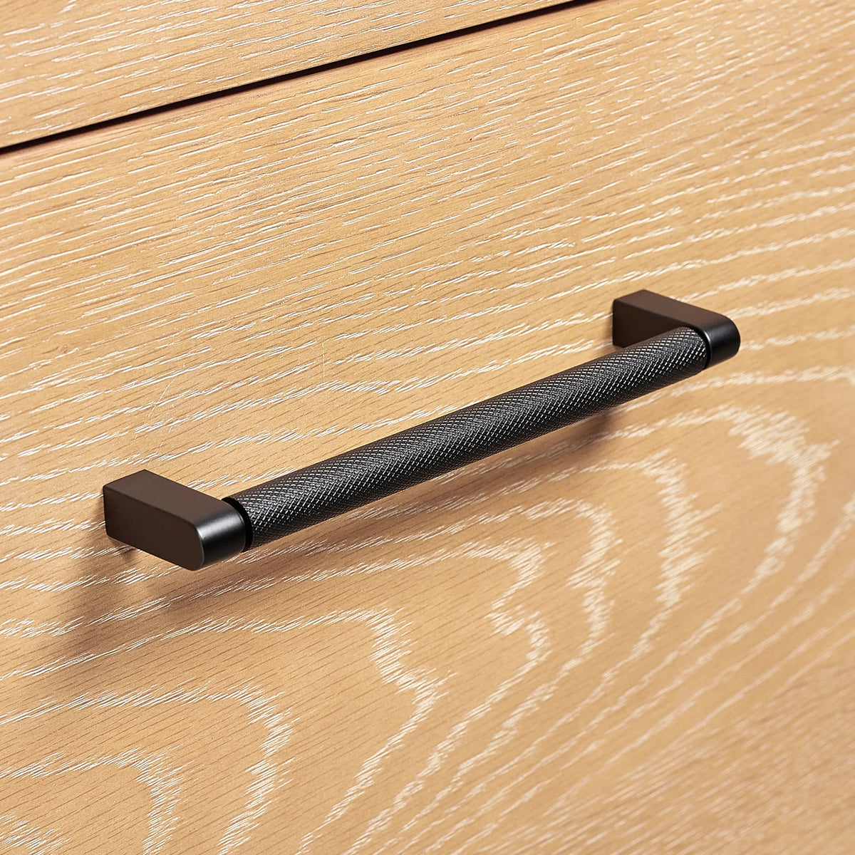 Matte black hardware detail, Natural Wood finish
