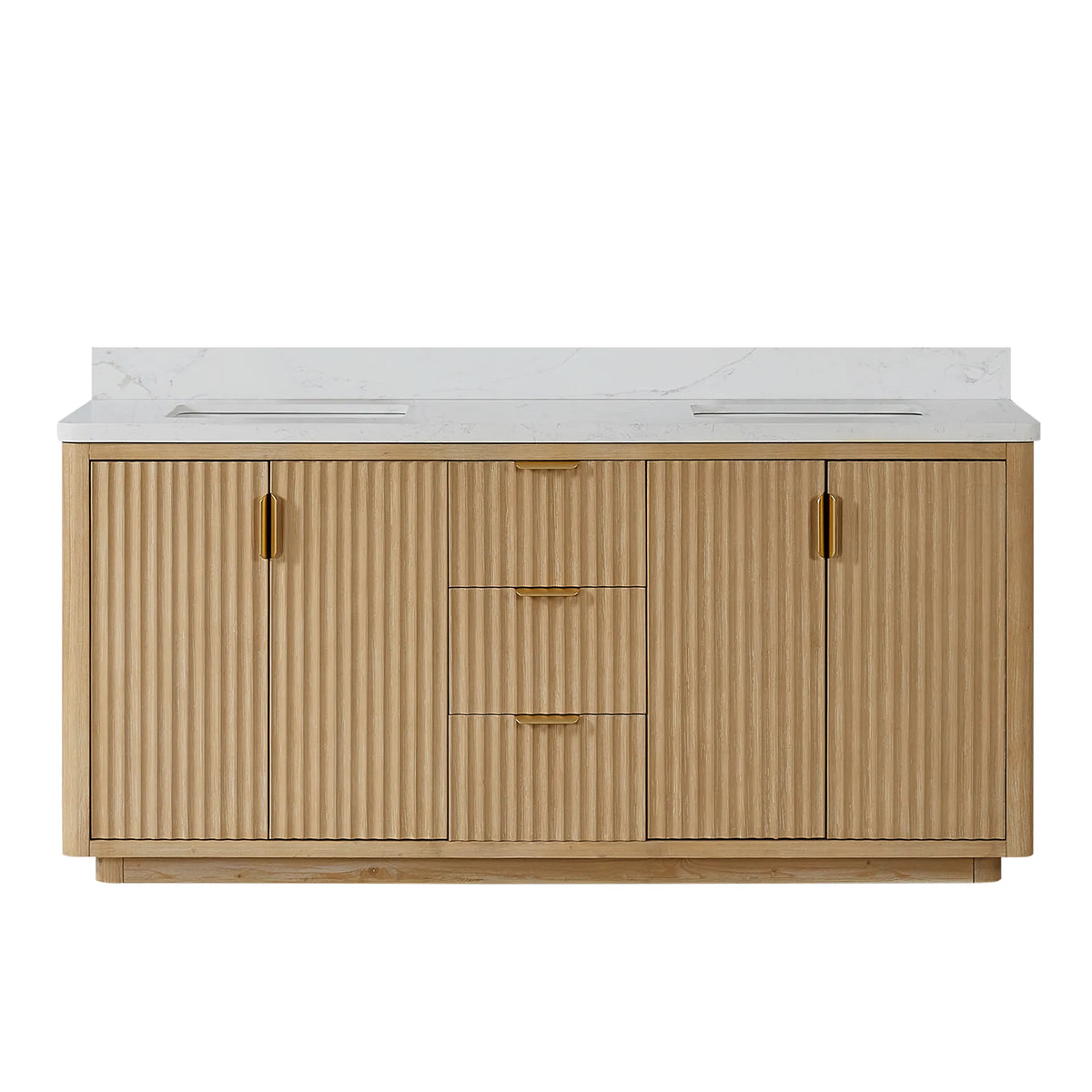 Freestanding Washed Ash Grey 72 inch double bathroom vanity, Lightning White composite top with backsplash