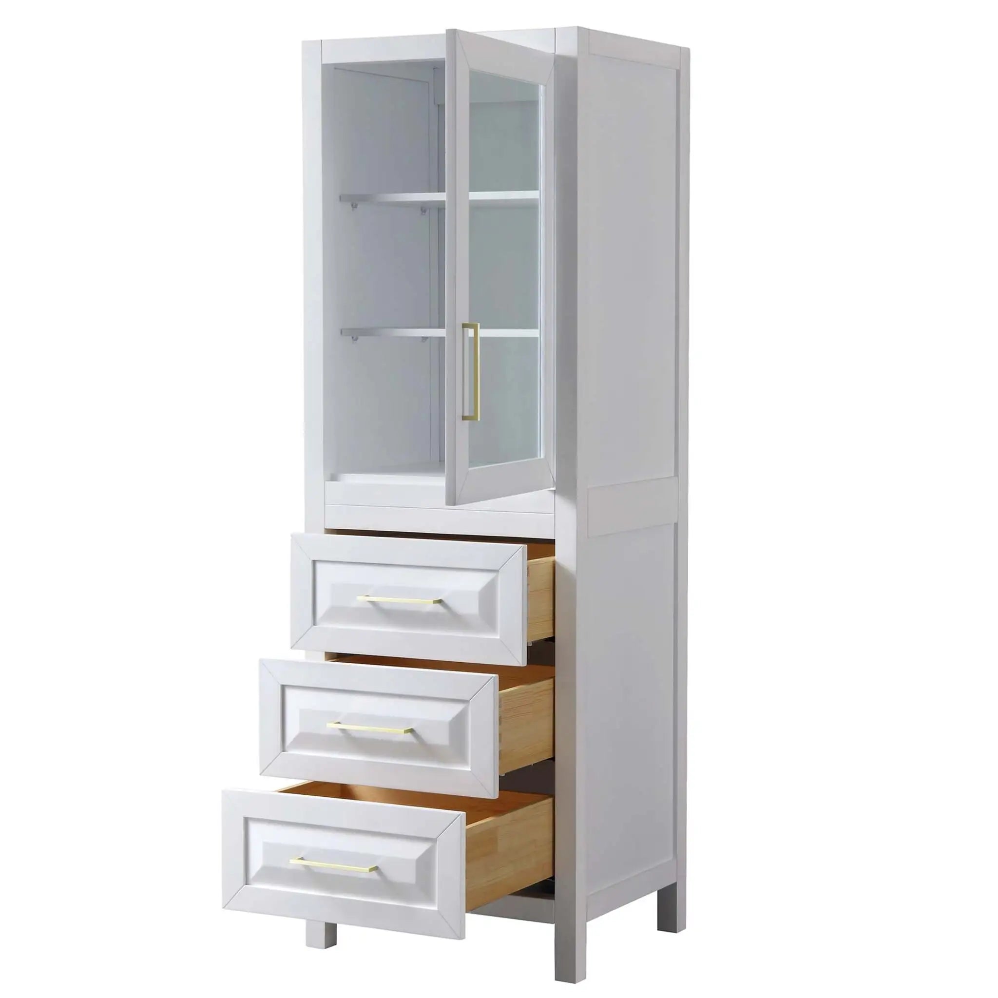 White Bathroom Linen Tower Cabinet - Daria by Wyndham (WCV2525LTWG) image 1