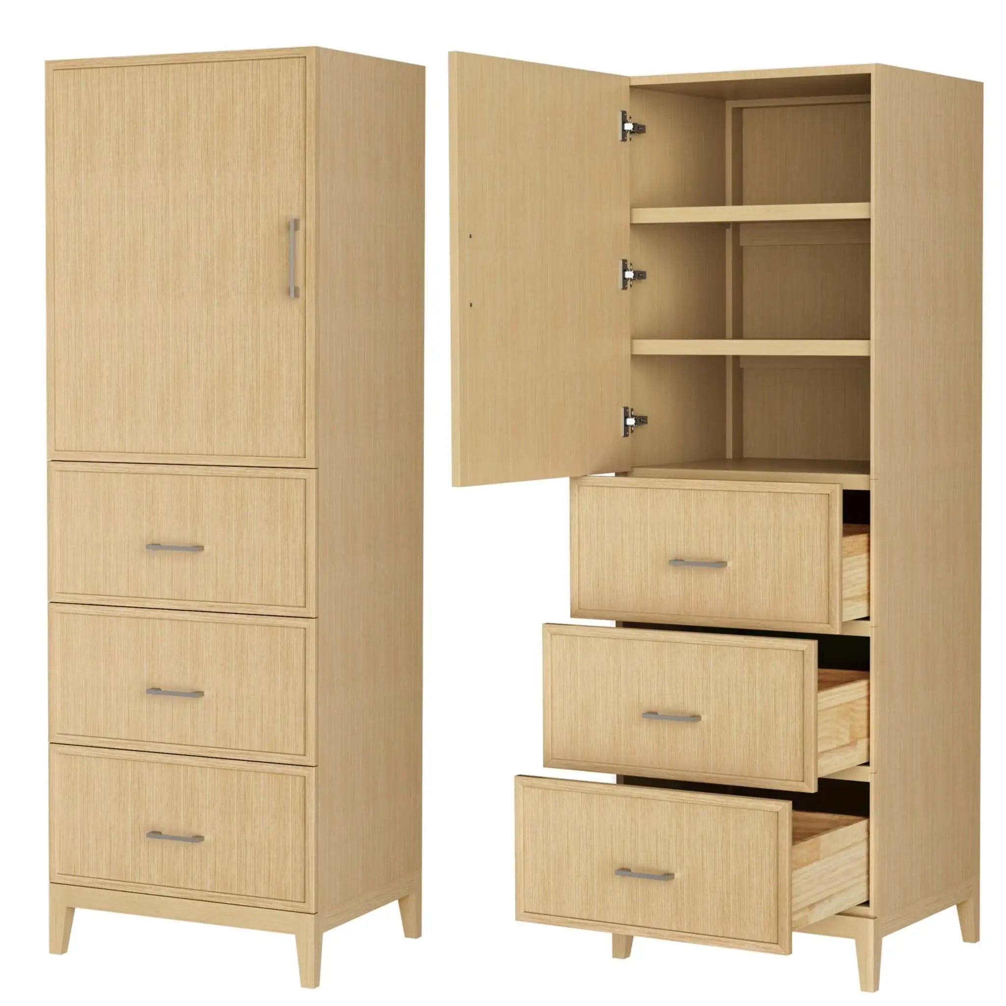 White Oak Bathroom Linen Tower Cabinet - Elan by Wyndham (WCH7171LTHO) image 2