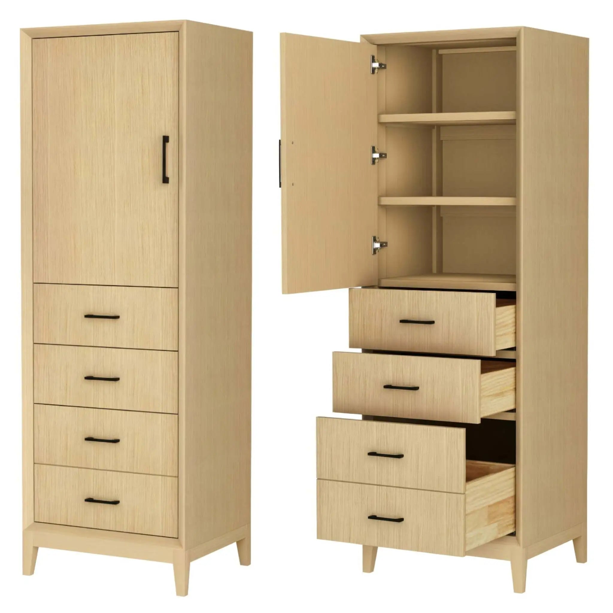 White Oak Bathroom Linen Tower Cabinet - Janna by Wyndham (WCH7575LTHB) image 2