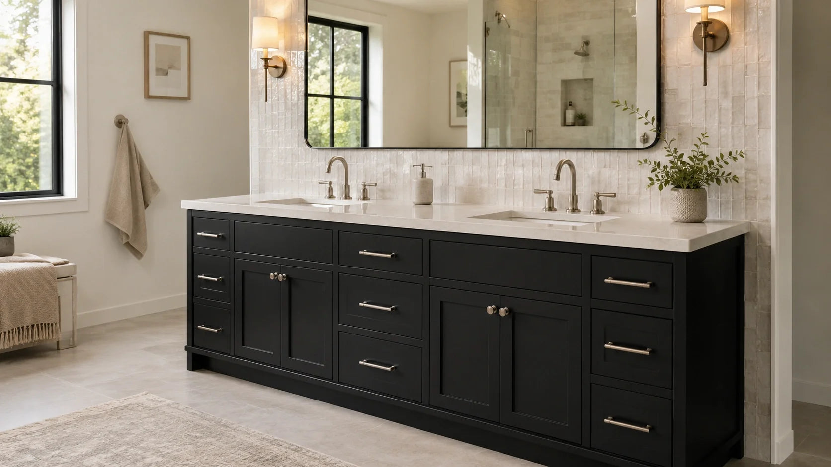 Black Bathroom Vanity Sizes: From 24-Inch Singles to 72-Inch Doubles