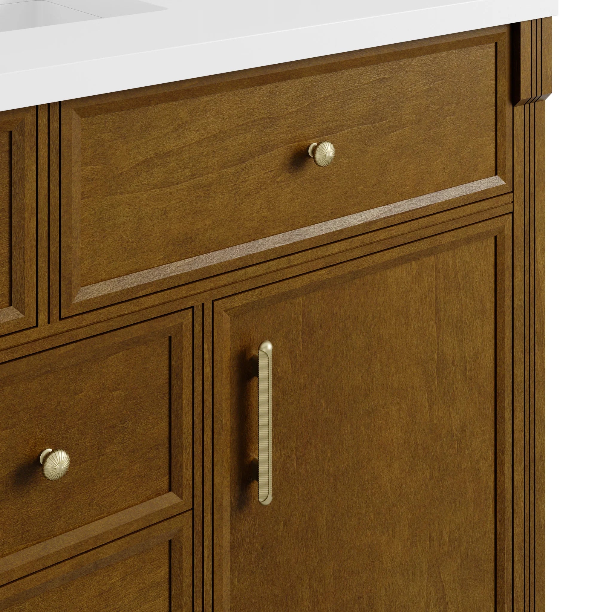120" Bellshire Dual Vanity in Honey Oak with 24" Make-Up Counter by James Martin Vanities-Phantome Eclos 5