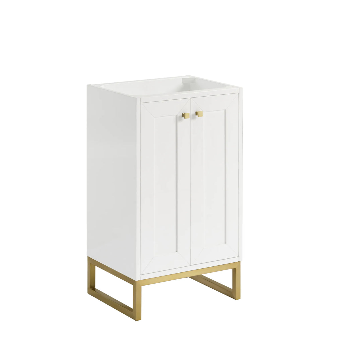 20" Chianti Single Cabinet in Glossy White in Champagne Brass-Cabinet Only image