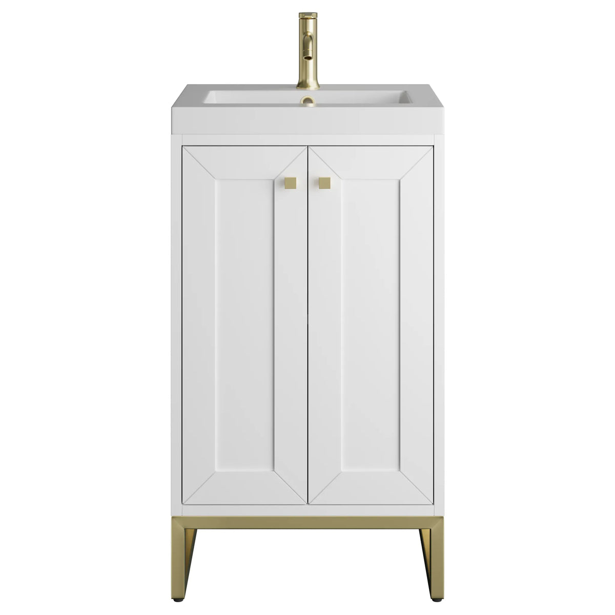 20" Chianti Single Cabinet in Glossy White in Champagne Brass-White Glossy image 1