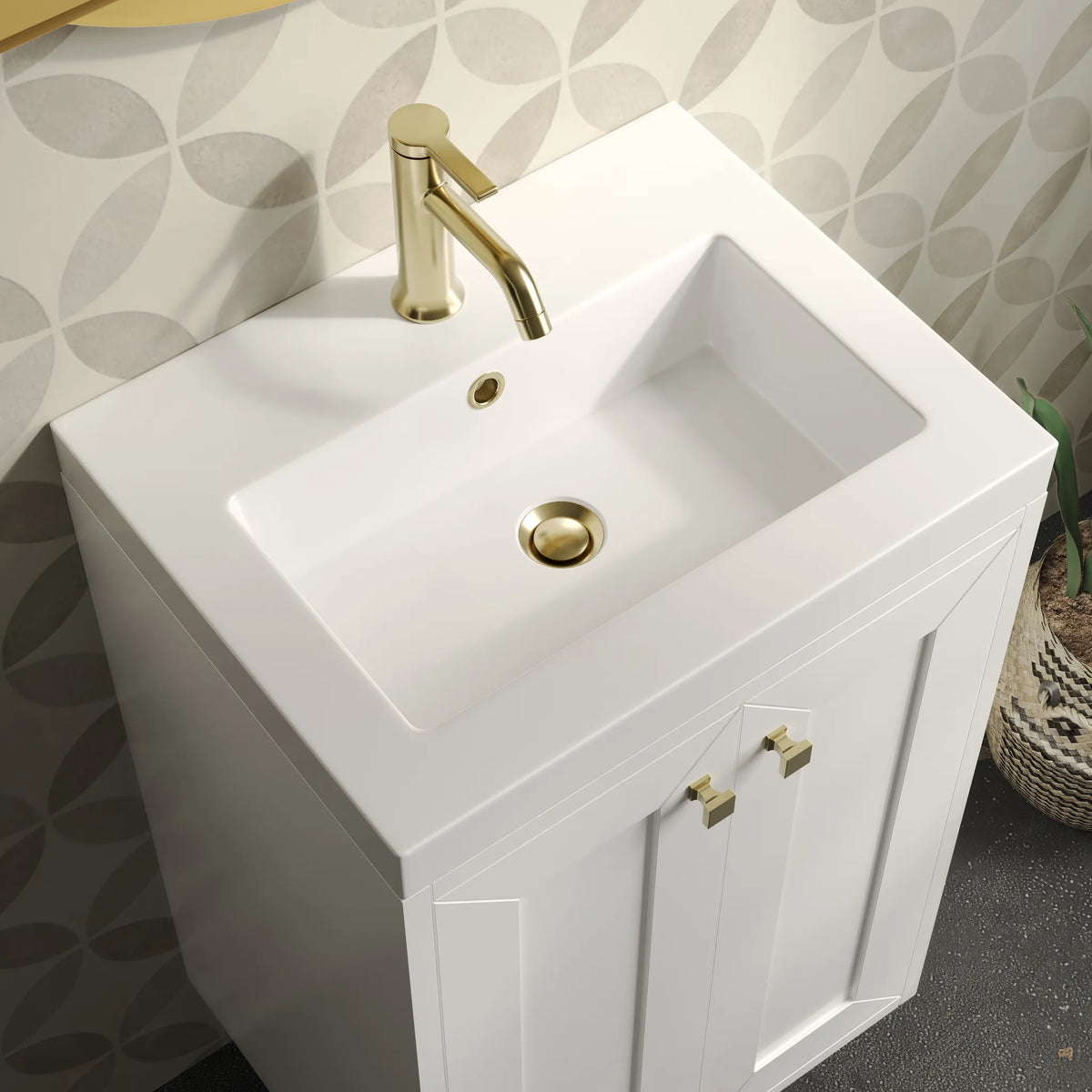 20" Chianti Single Cabinet in Glossy White in Champagne Brass-White Glossy image 13