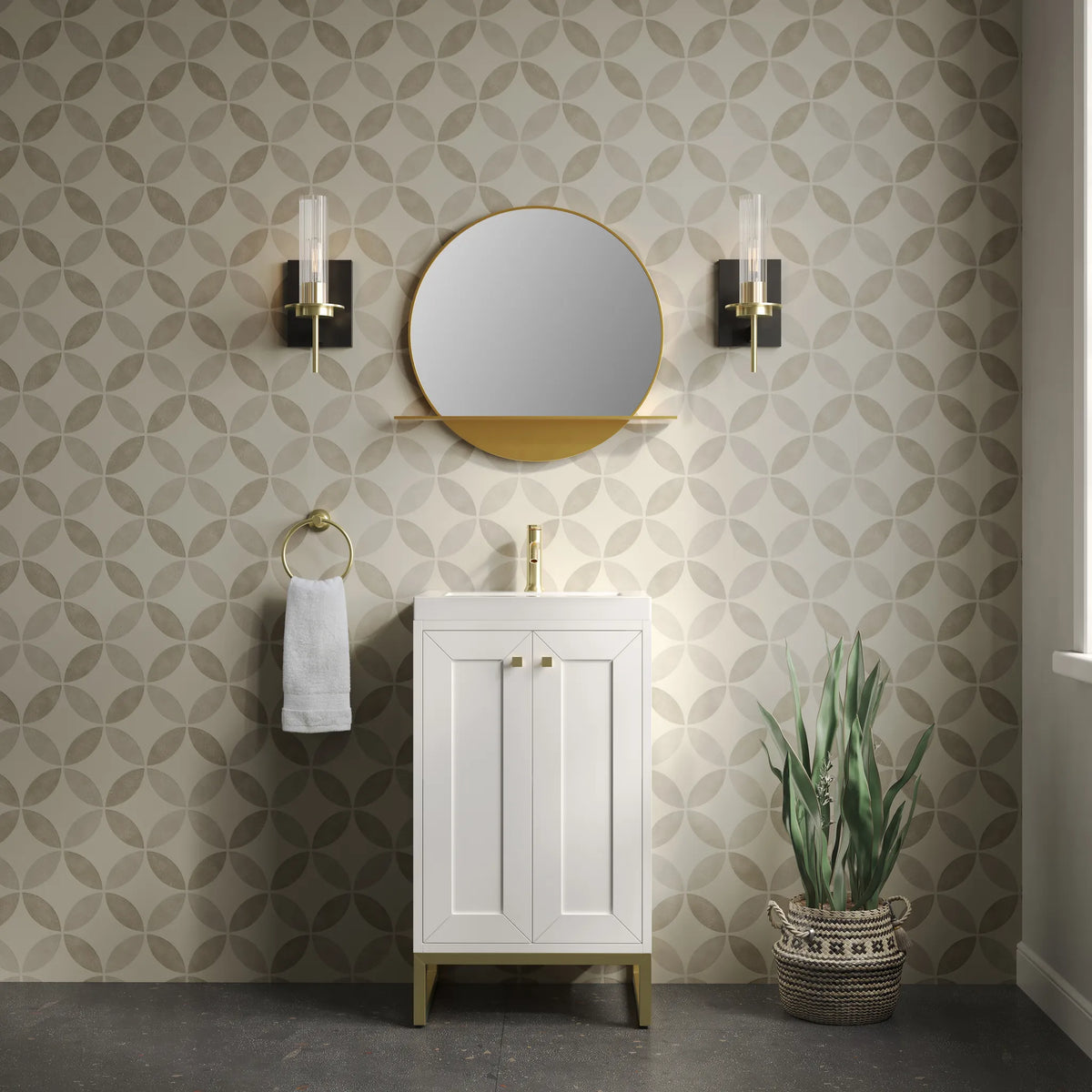 20" Chianti Single Cabinet in Glossy White in Champagne Brass-White Glossy image 6