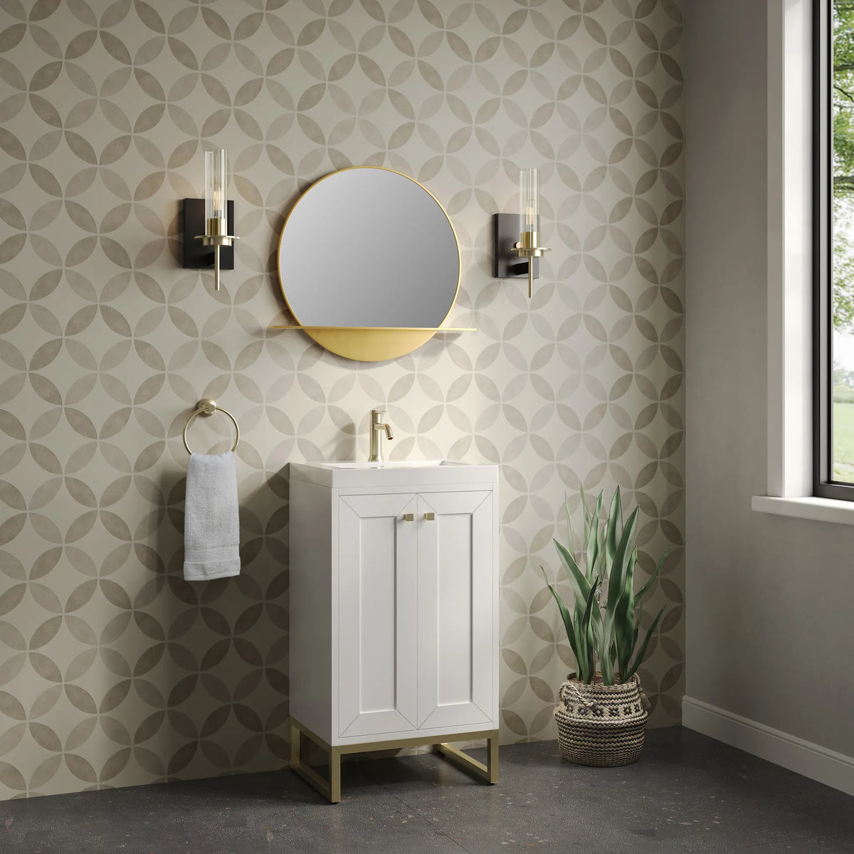 20" Chianti Single Cabinet in Glossy White in Champagne Brass-White Glossy image 8