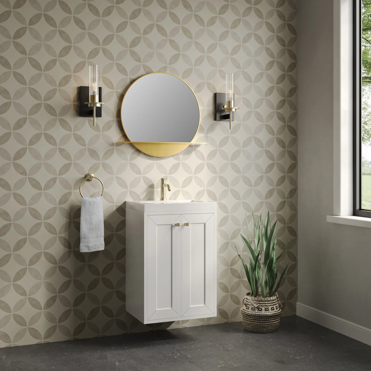 20" Chianti Single Cabinet in Glossy White in Champagne Brass-White Glossy image 9