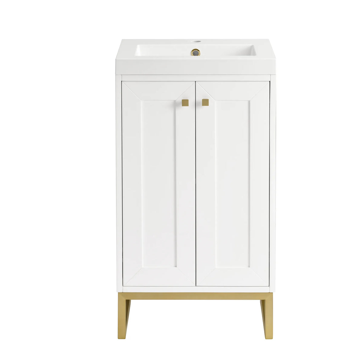 20" Chianti Single Cabinet in Glossy White in Champagne Brass-White Glossy image