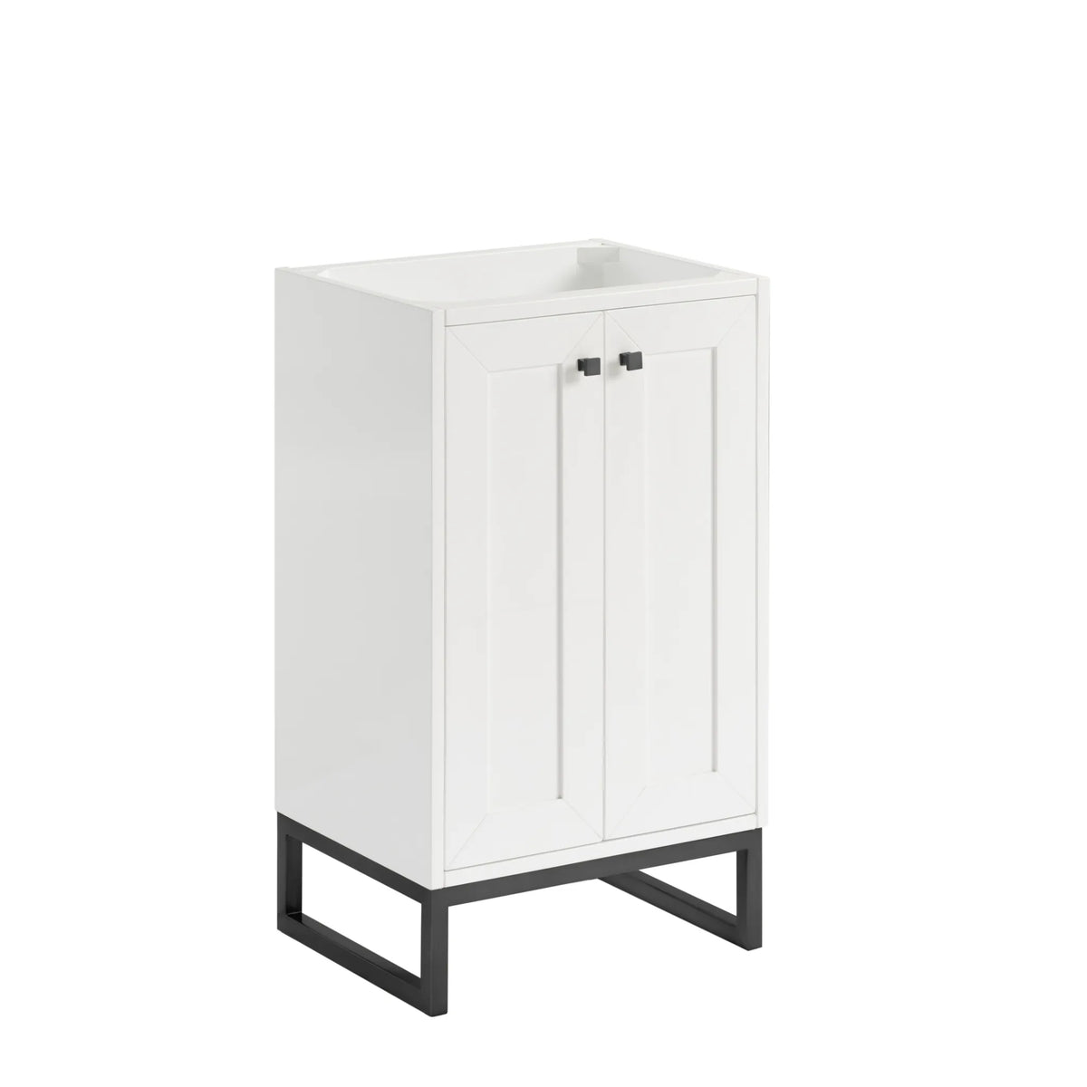 20" Chianti Single Cabinet in Glossy White in Matte Black by James Martin Vanities