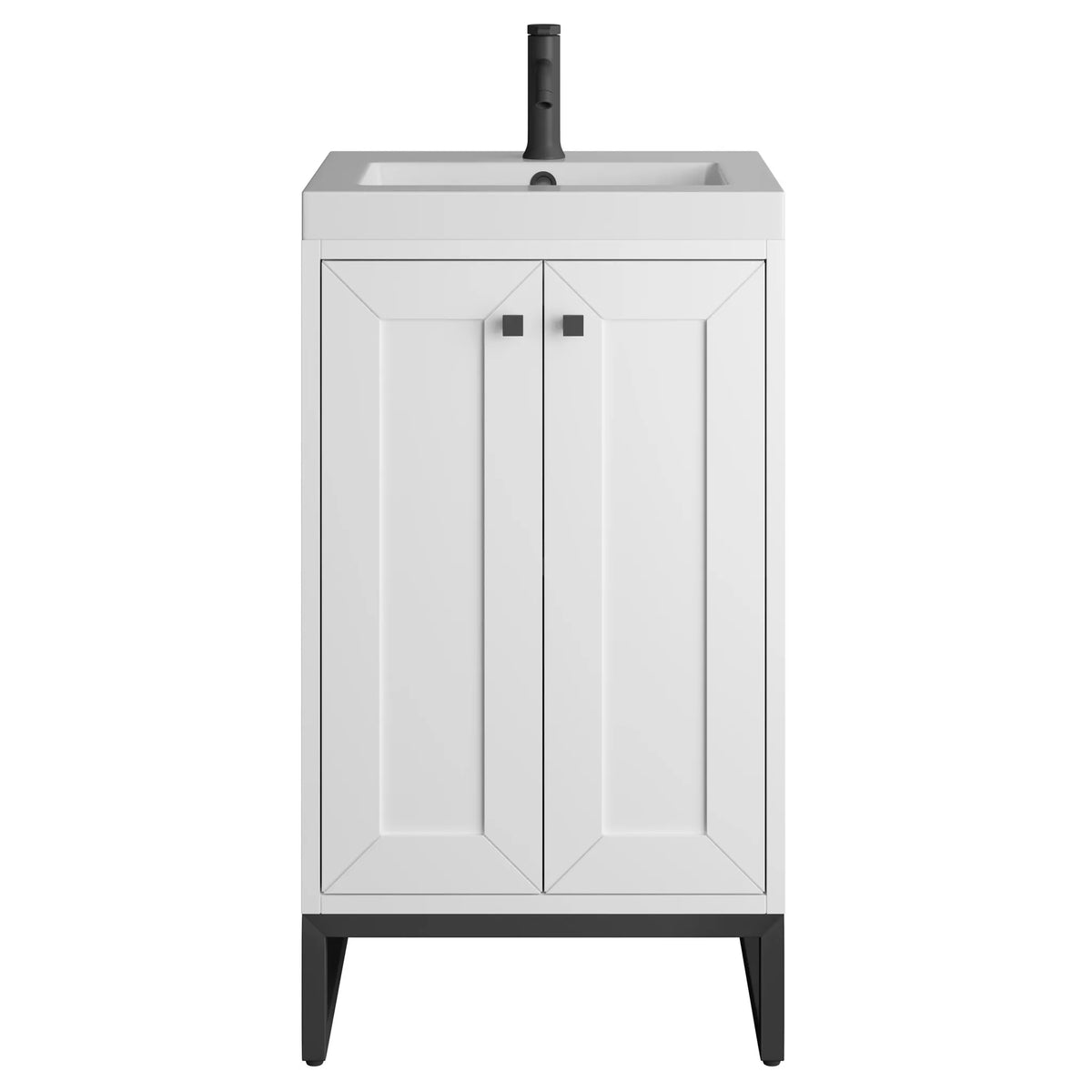 20" Chianti Single Cabinet in Glossy White in Matte Black-White Glossy image 1