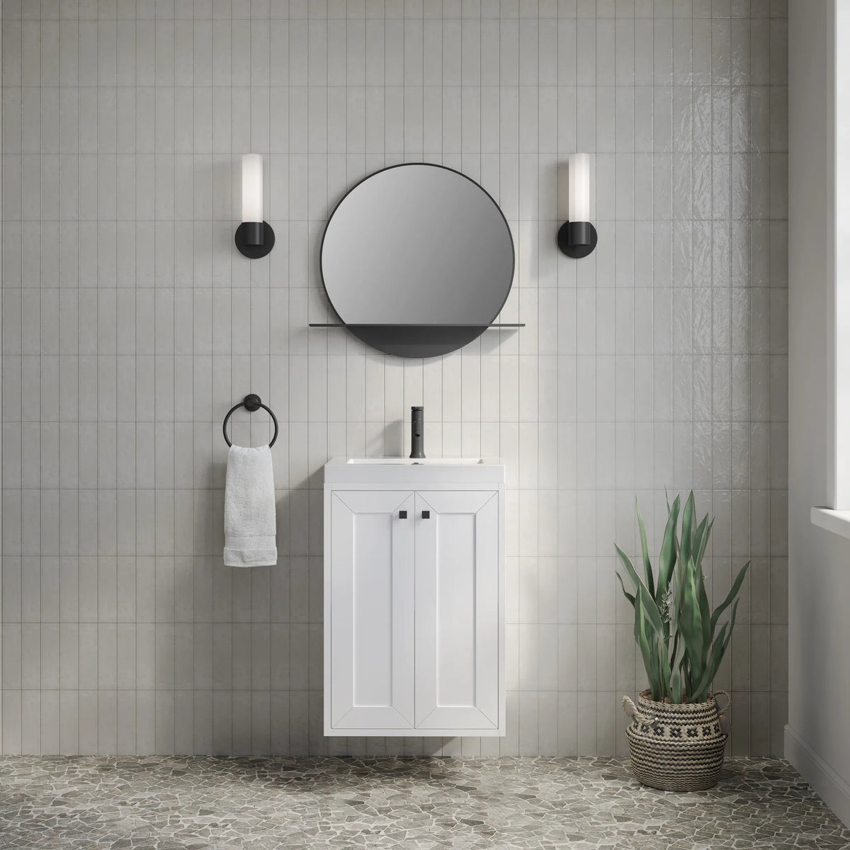 20" Chianti Single Cabinet in Glossy White in Matte Black-White Glossy image 7