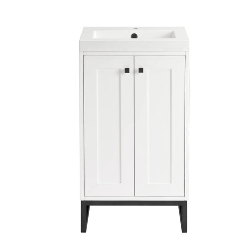 20" Chianti Single Cabinet in Glossy White in Matte Black by James Martin Vanities