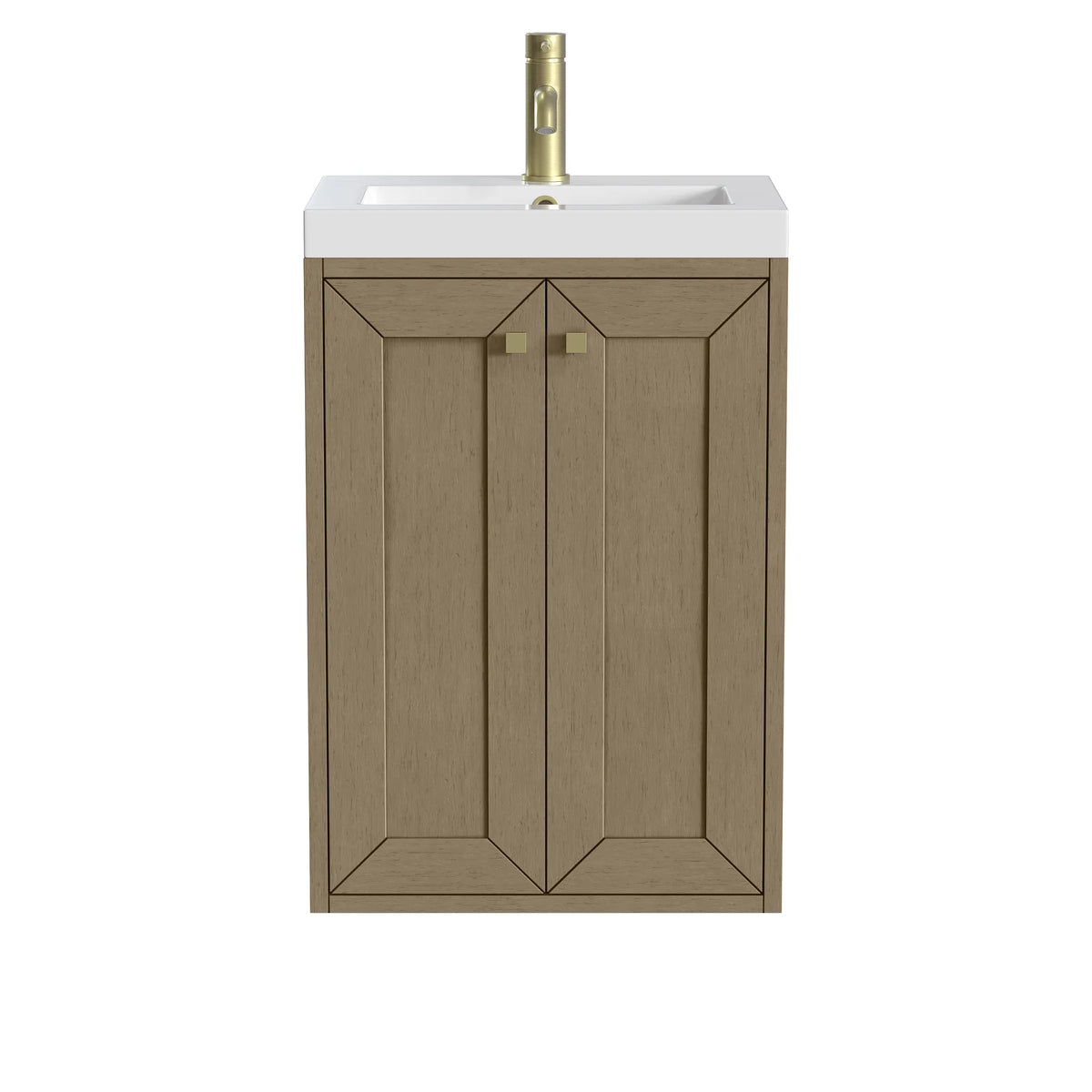 20" Chianti Single Cabinet in Walnut Whisper in Champagne Brass-White Glossy image 1