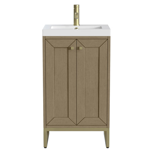 20" Chianti Single Cabinet in Walnut Whisper in Champagne Brass by James Martin Vanities