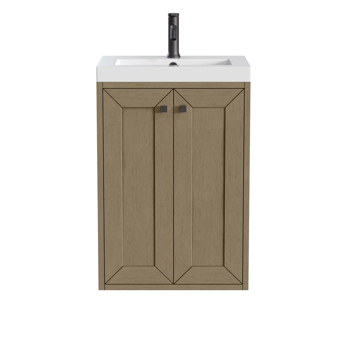 20" Chianti Single Cabinet in Walnut Whisper in Matte Black-White Glossy image 1