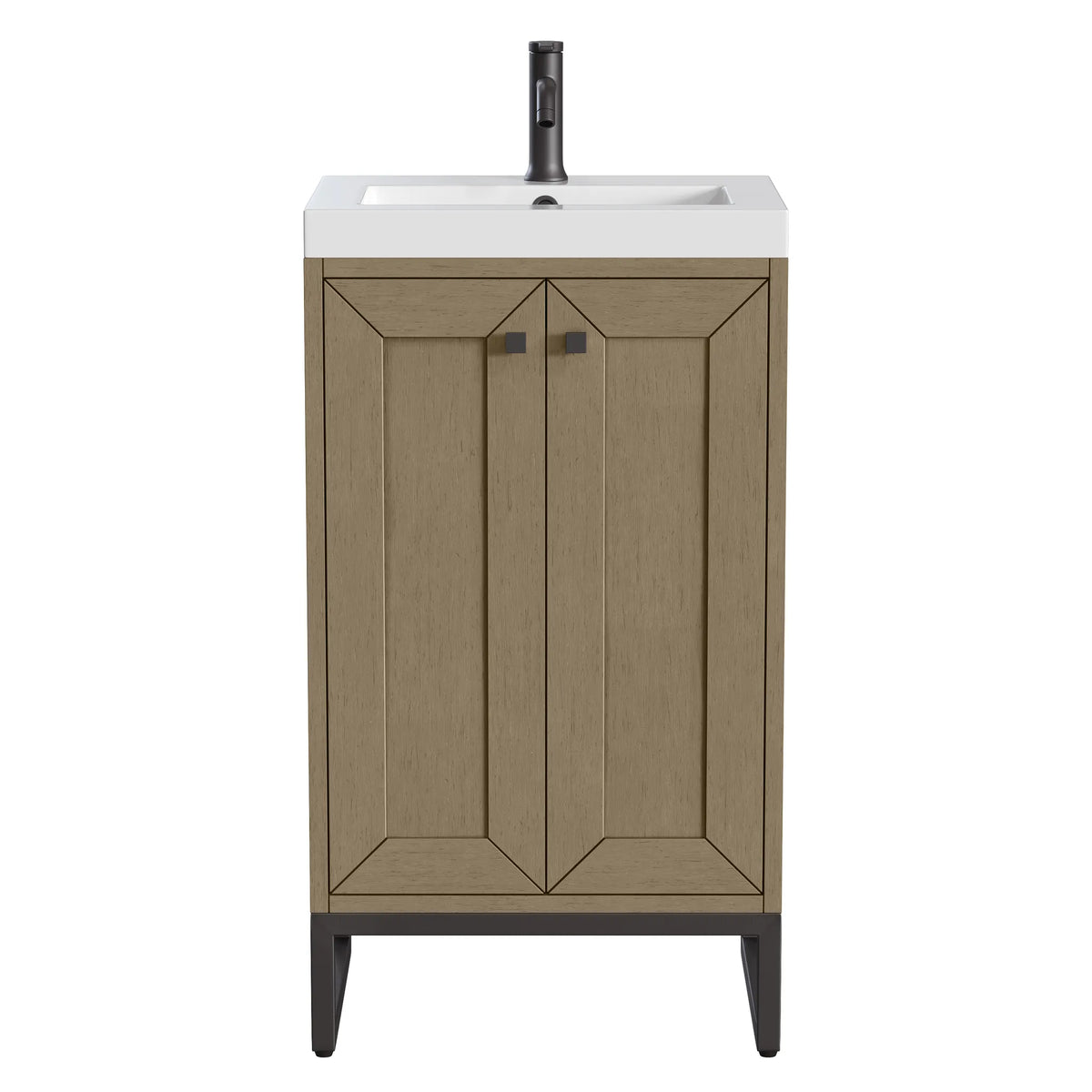 20" Chianti Single Cabinet in Walnut Whisper in Matte Black-White Glossy image