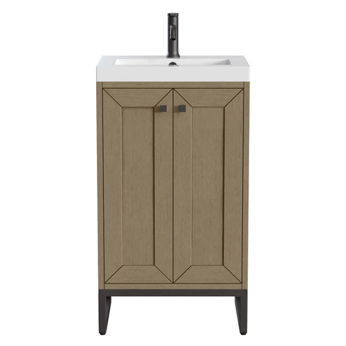 20" Chianti Single Cabinet in Walnut Whisper in Matte Black by James Martin Vanities