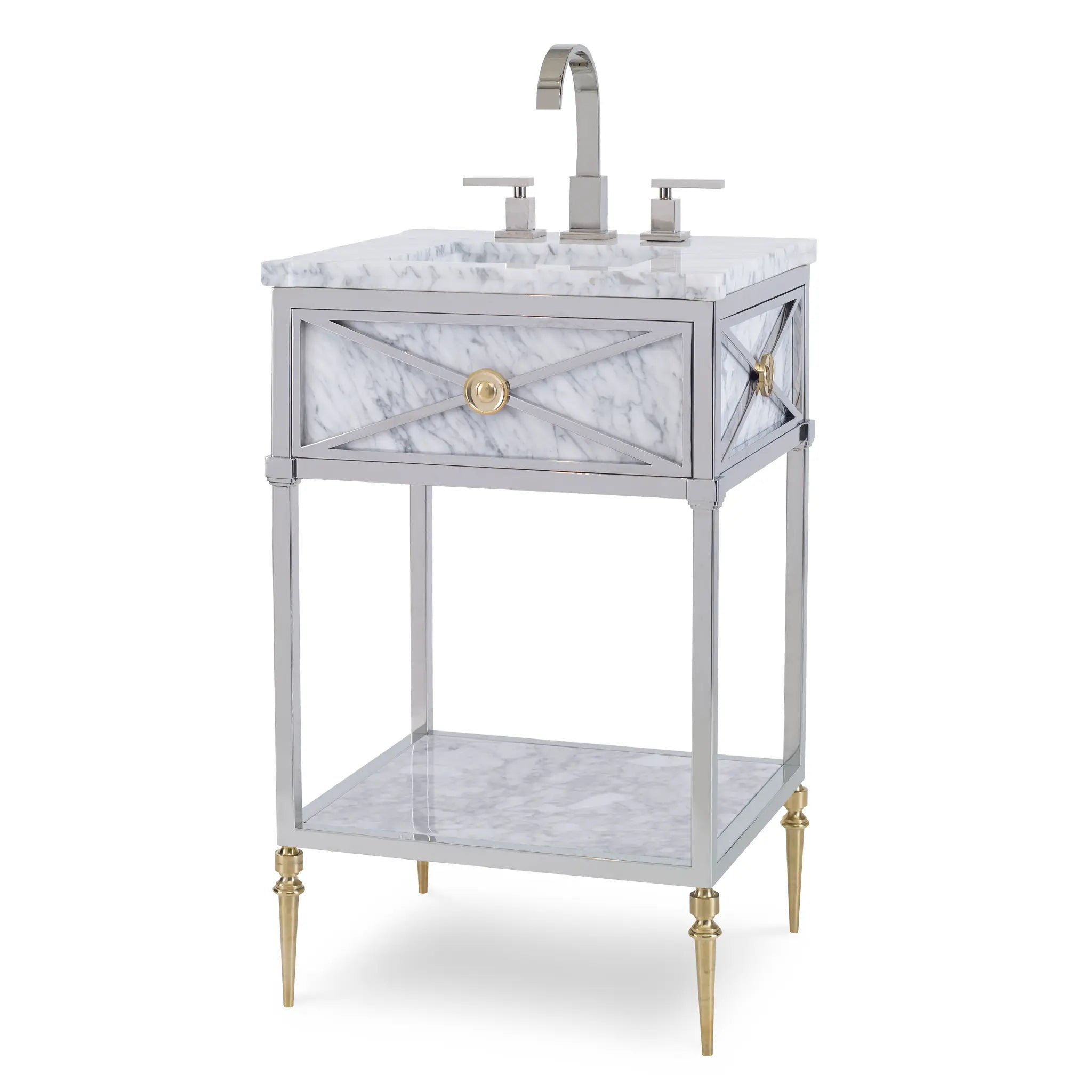 22" Napoleon Petite Sink Chest - White Carrera Marble by Ambella Home image 1