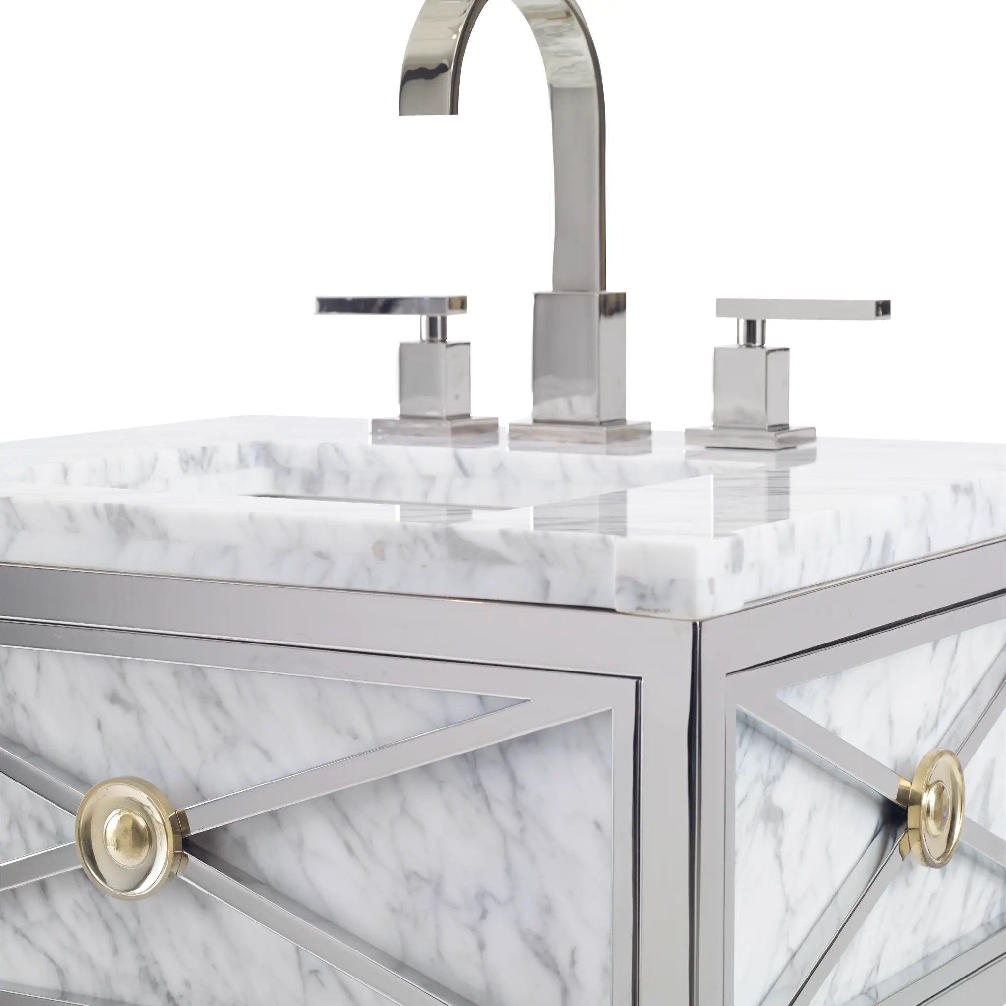 22" Napoleon Petite Sink Chest - White Carrera Marble by Ambella Home image 2