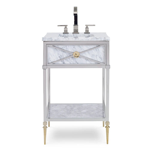 22" Single Bathroom Vanity with Sink & Top in White Carrera Marble - Ambella Home Napoleon