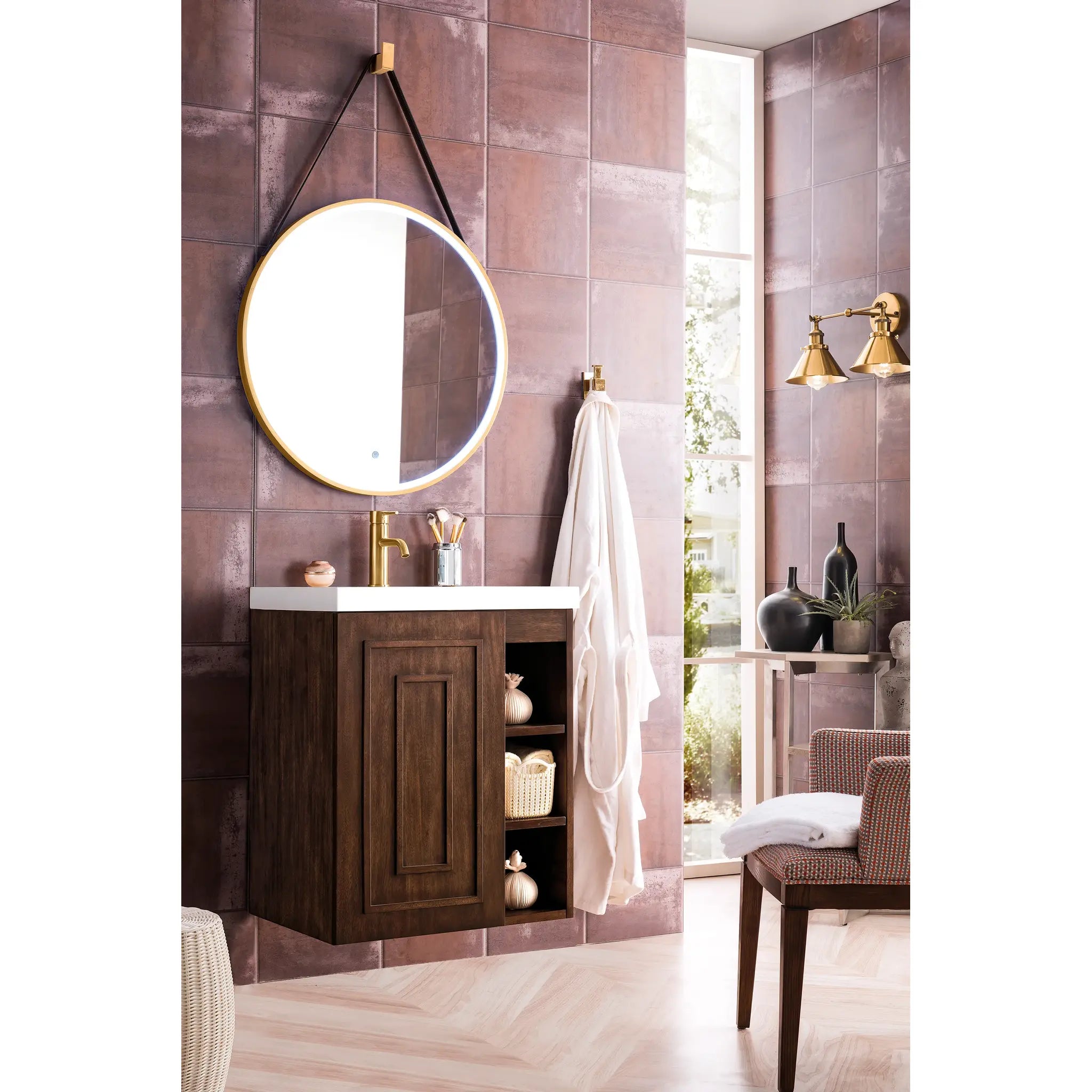 24" Alicante Single Vanity in Mid-Century Acacia-White Glossy image 2