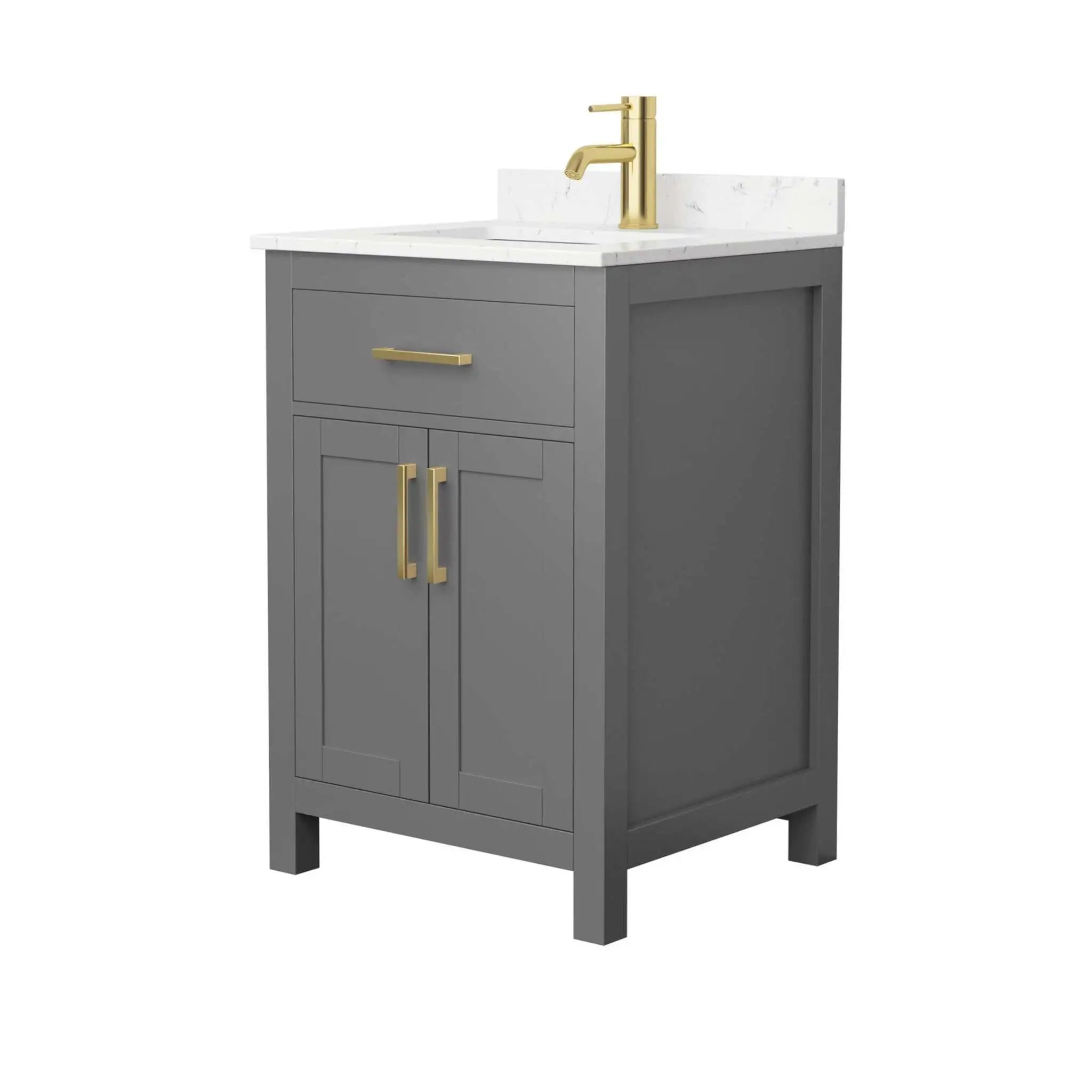 24" Beckett Single Bathroom Vanity in Dark Gray with Brushed Gold Trim by Wyndham