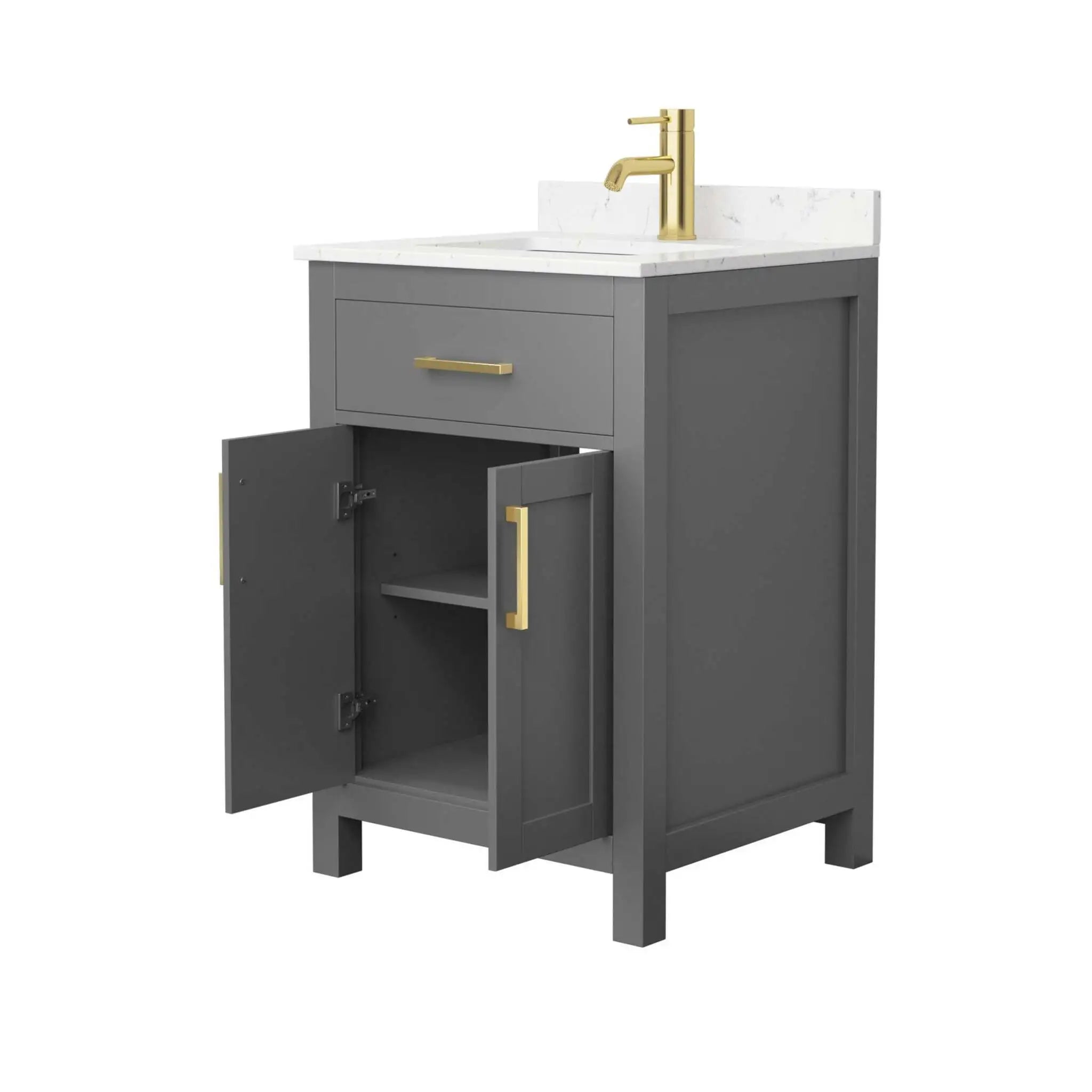 24" Beckett Single Bathroom Vanity in Dark Gray with Brushed Gold Trim by Wyndham