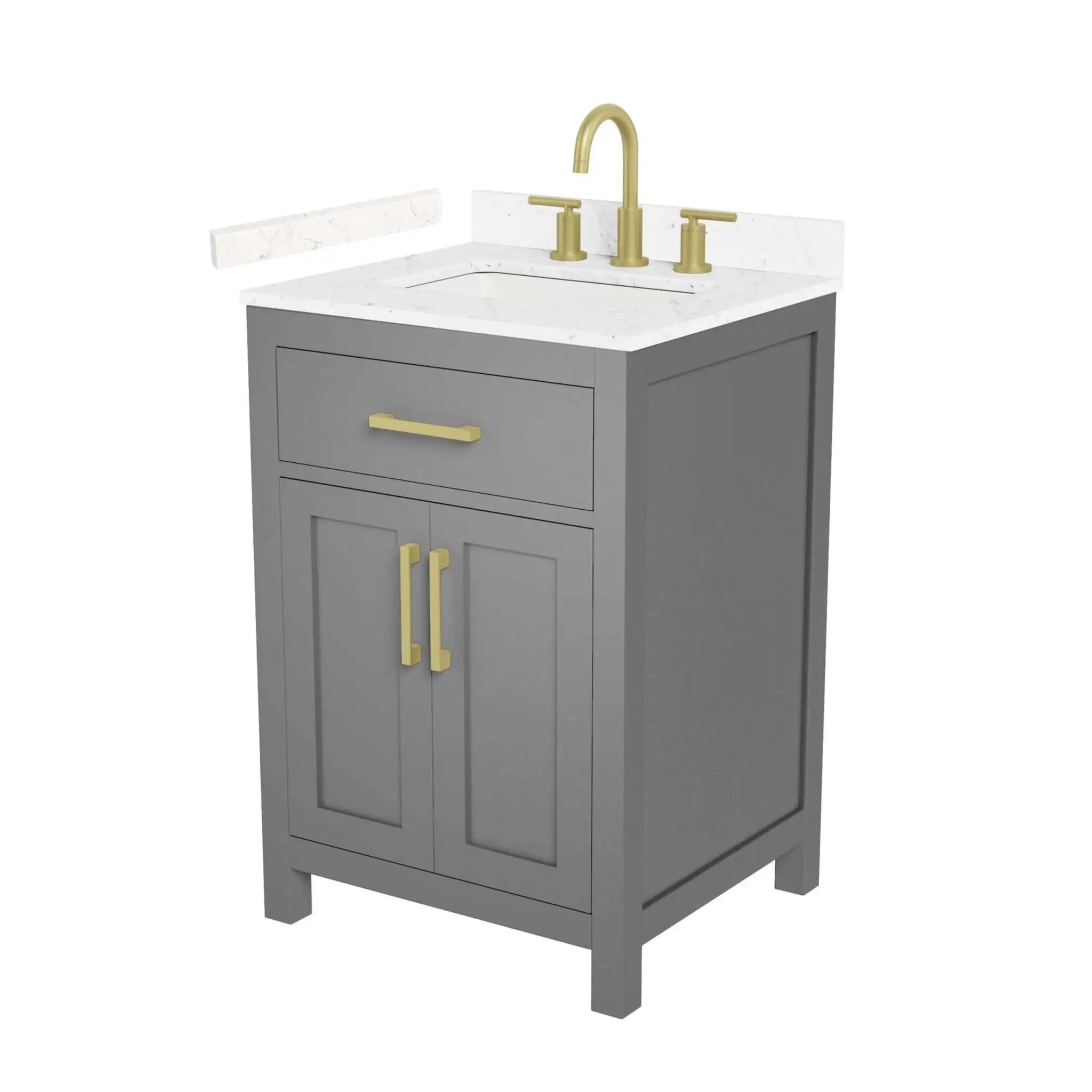 24" Beckett Single Bathroom Vanity in Dark Gray with Brushed Gold Trim by Wyndham