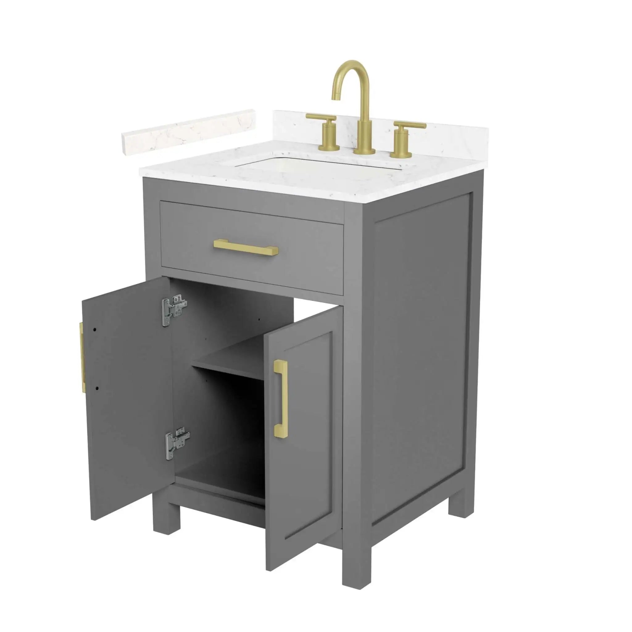 24" Beckett Single Bathroom Vanity in Dark Gray with Brushed Gold Trim by Wyndham