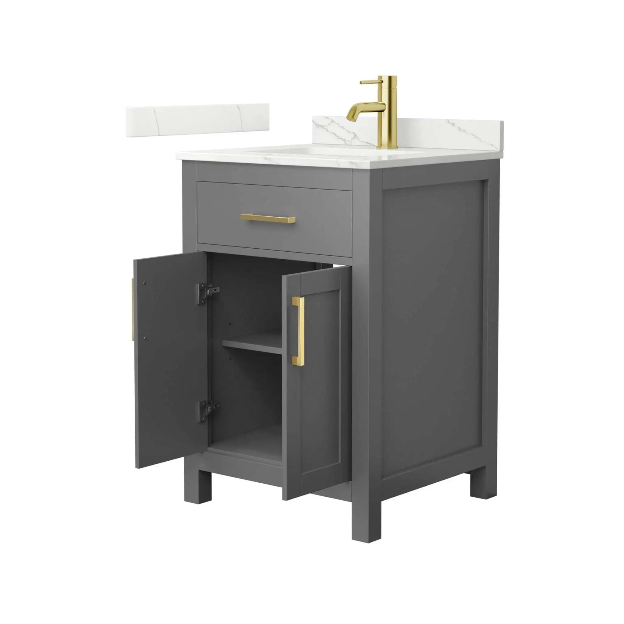 24" Beckett Single Bathroom Vanity in Dark Gray with Brushed Gold Trim by Wyndham