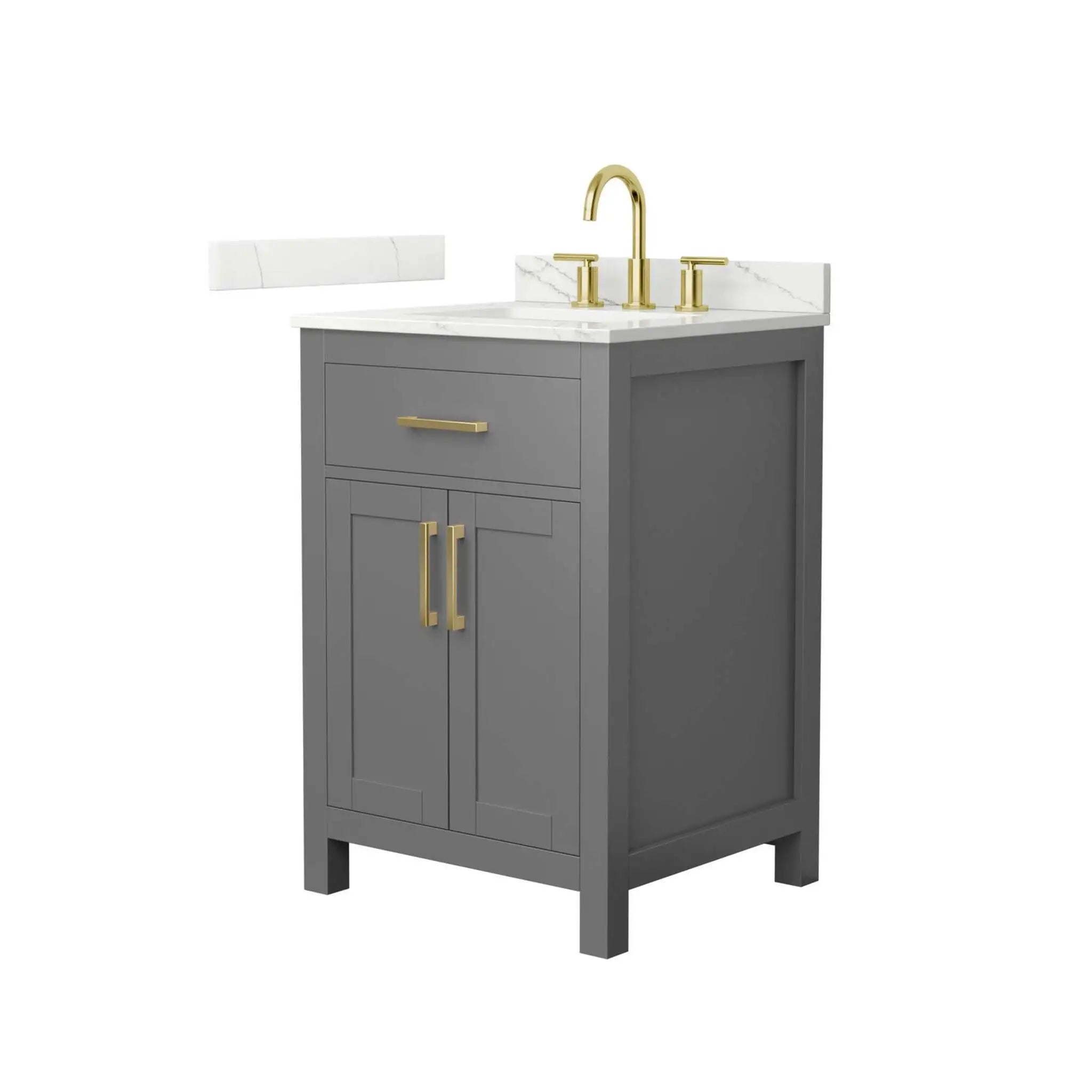 24" Beckett Single Bathroom Vanity in Dark Gray with Brushed Gold Trim by Wyndham