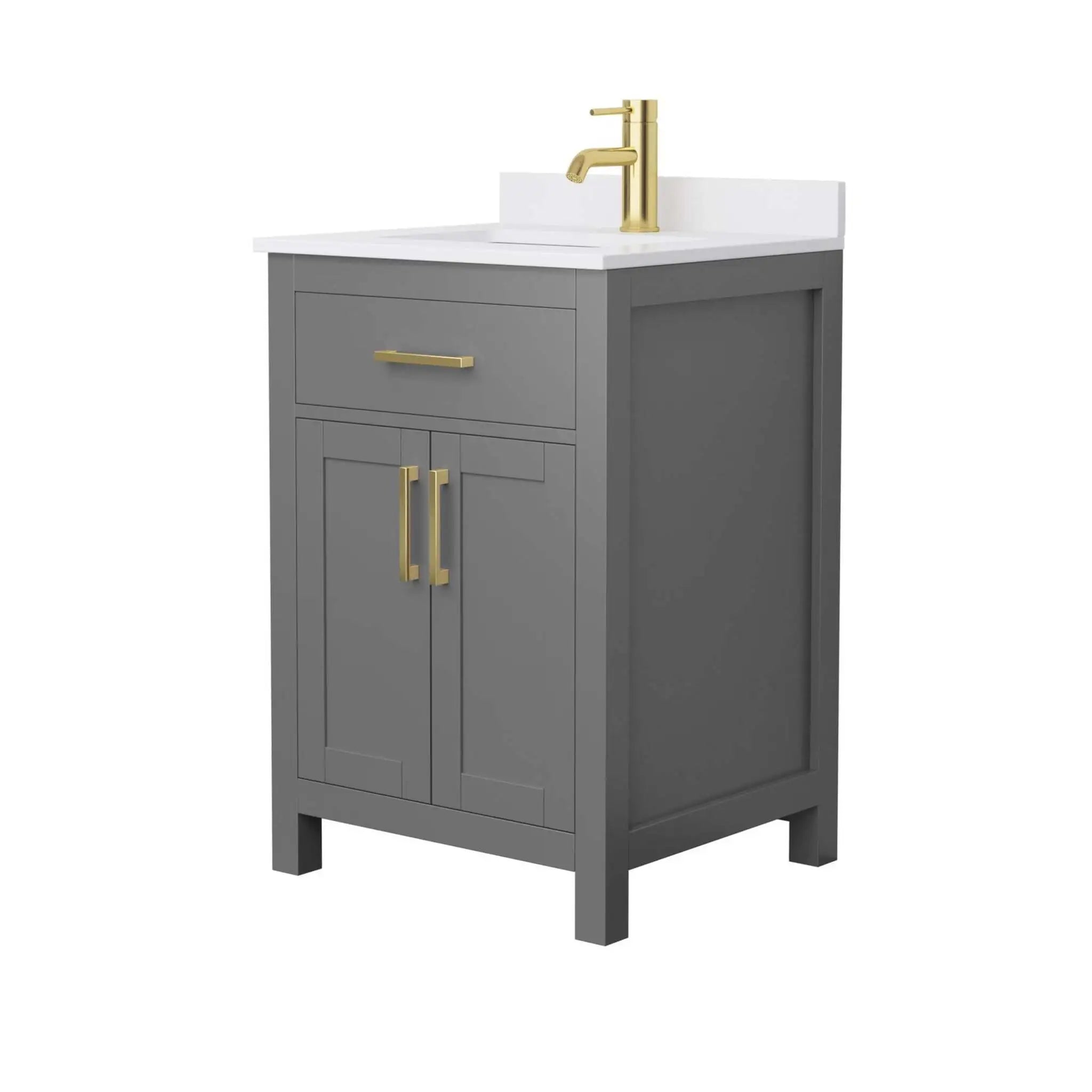 24" Beckett Single Bathroom Vanity in Dark Gray with Brushed Gold Trim by Wyndham