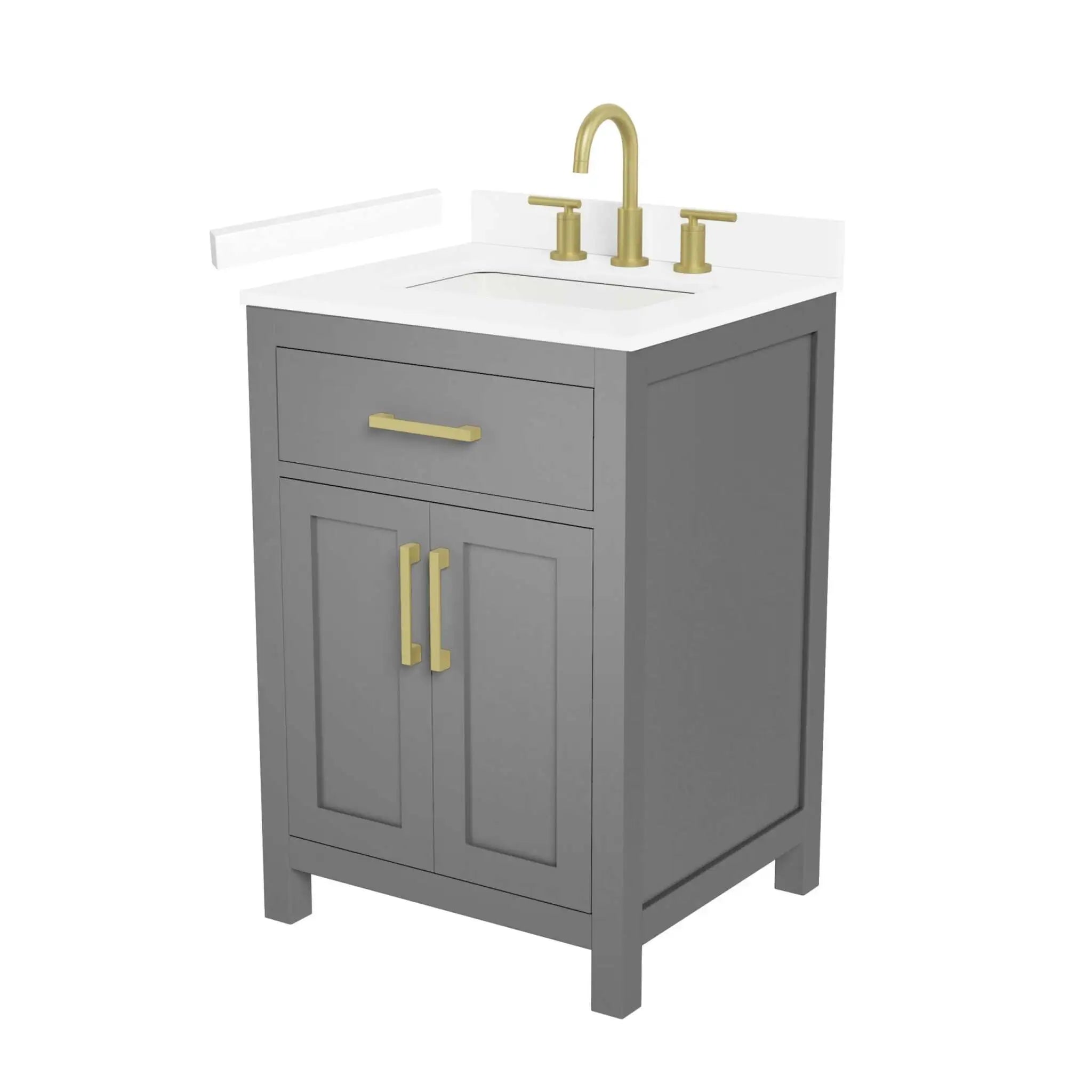 24" Beckett Single Bathroom Vanity in Dark Gray with Brushed Gold Trim by Wyndham