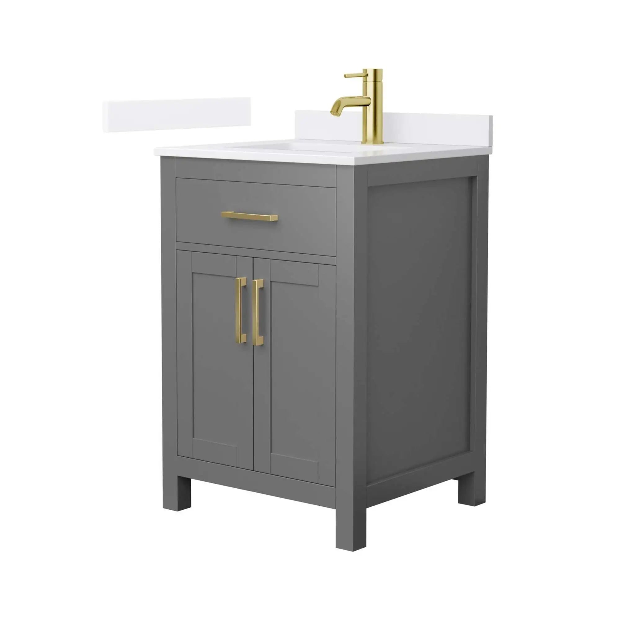 24" Beckett Single Bathroom Vanity in Dark Gray with Brushed Gold Trim by Wyndham