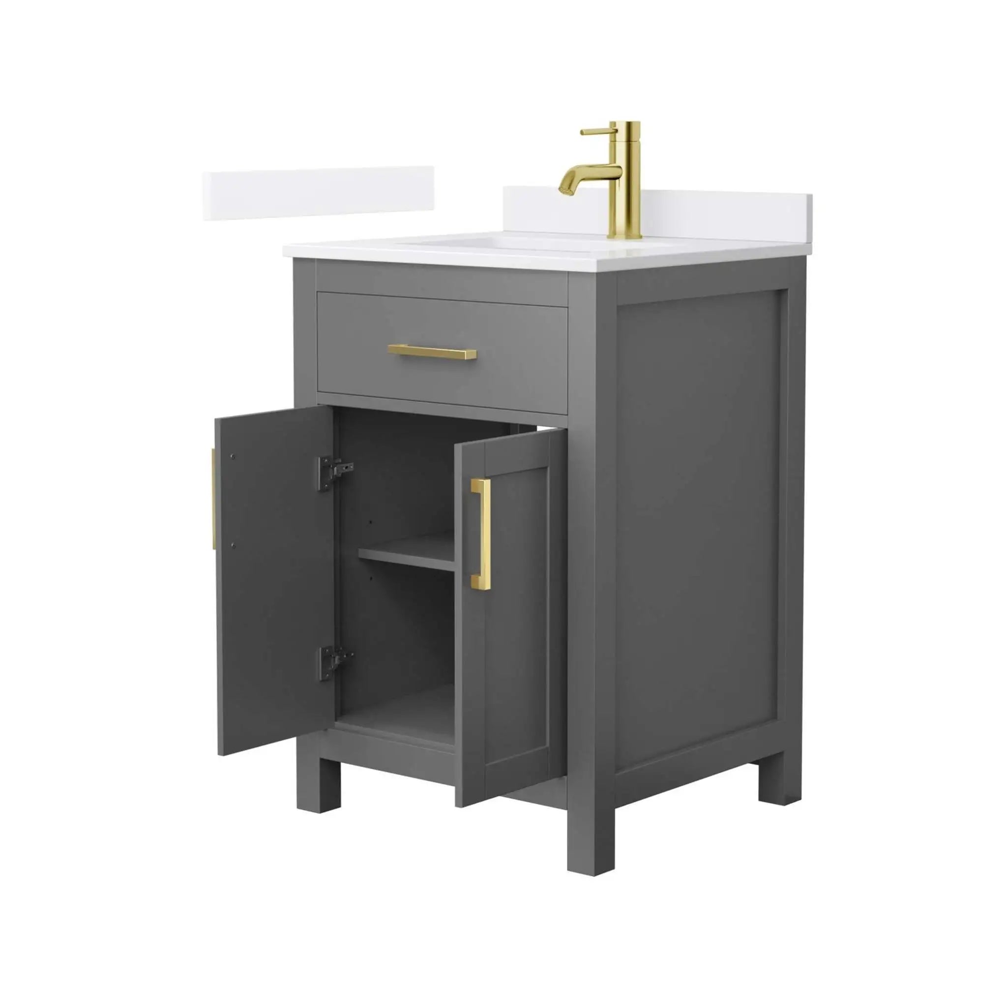 24" Beckett Single Bathroom Vanity in Dark Gray with Brushed Gold Trim by Wyndham