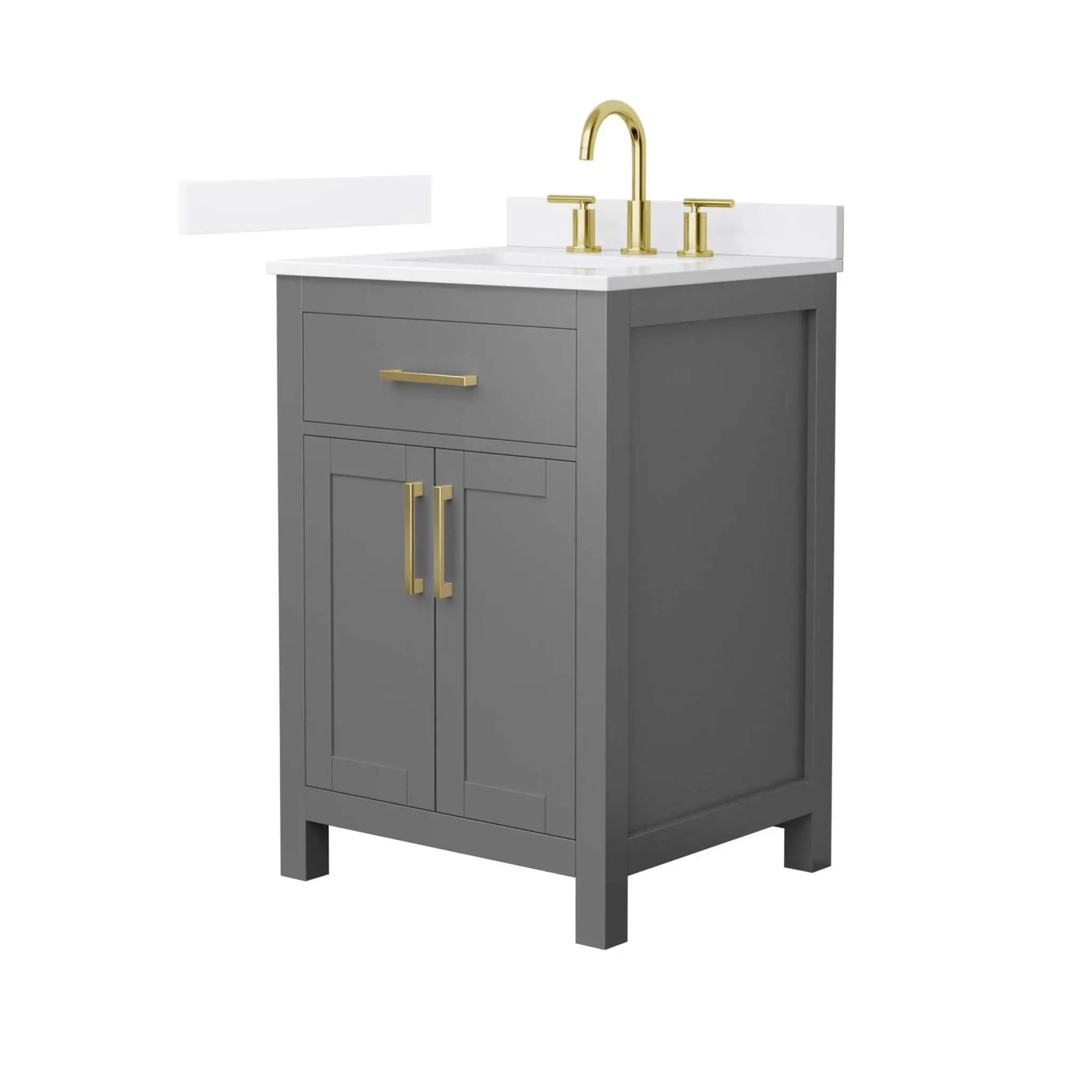 24" Beckett Single Bathroom Vanity in Dark Gray with Brushed Gold Trim by Wyndham