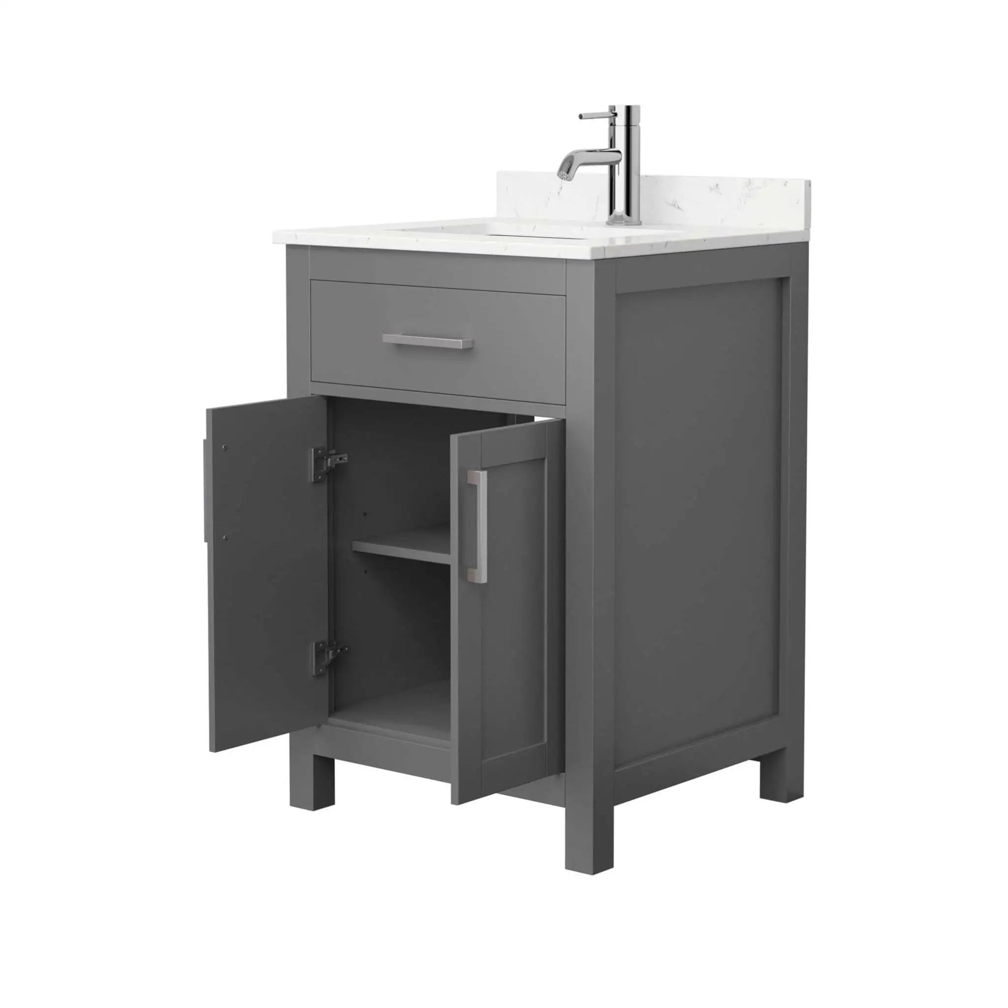 24" Beckett Single Bathroom Vanity in Dark Gray with Brushed Nickel Trim by Wyndham