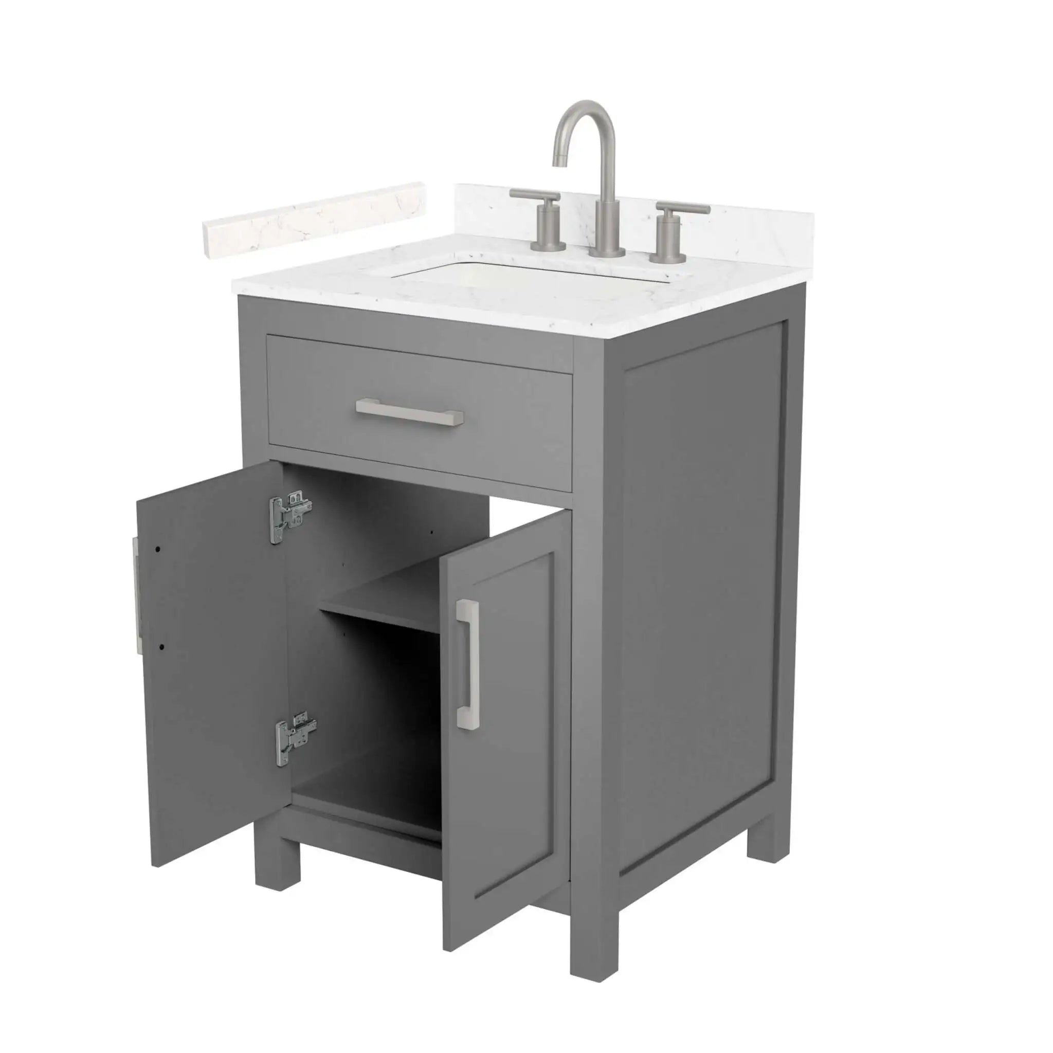 24" Beckett Single Bathroom Vanity in Dark Gray with Brushed Nickel Trim by Wyndham