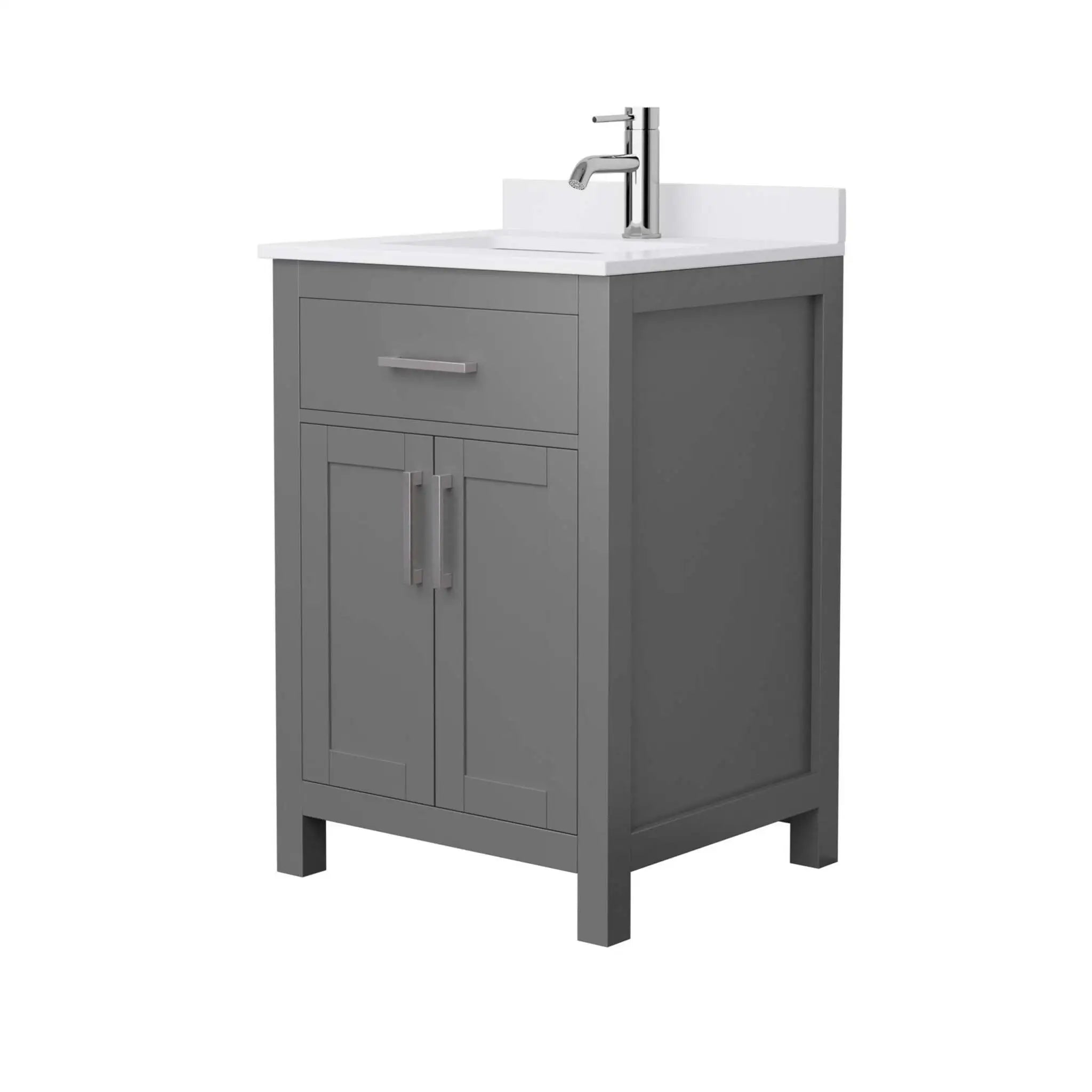 24" Beckett Single Bathroom Vanity in Dark Gray with Brushed Nickel Trim by Wyndham