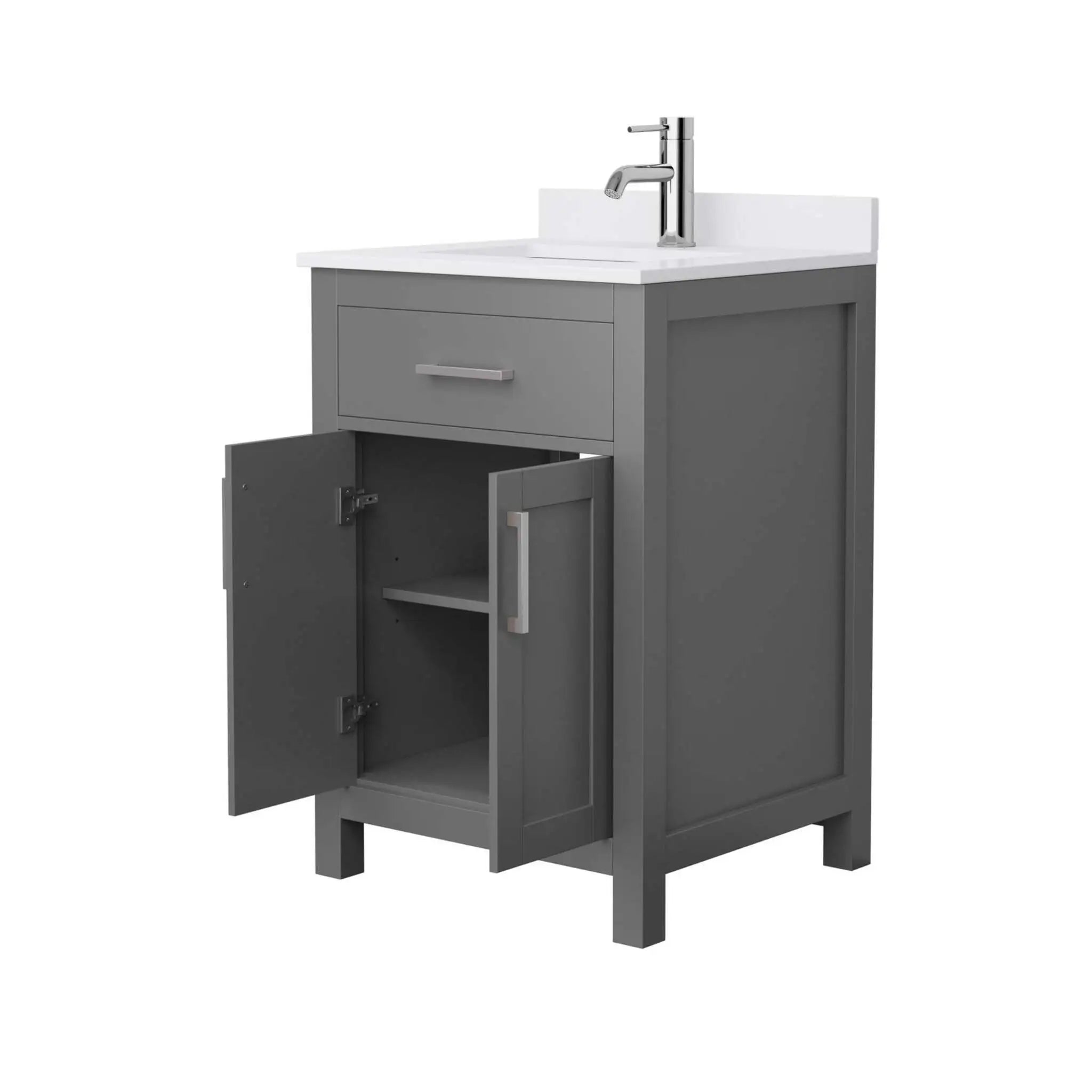 24" Beckett Single Bathroom Vanity in Dark Gray with Brushed Nickel Trim by Wyndham