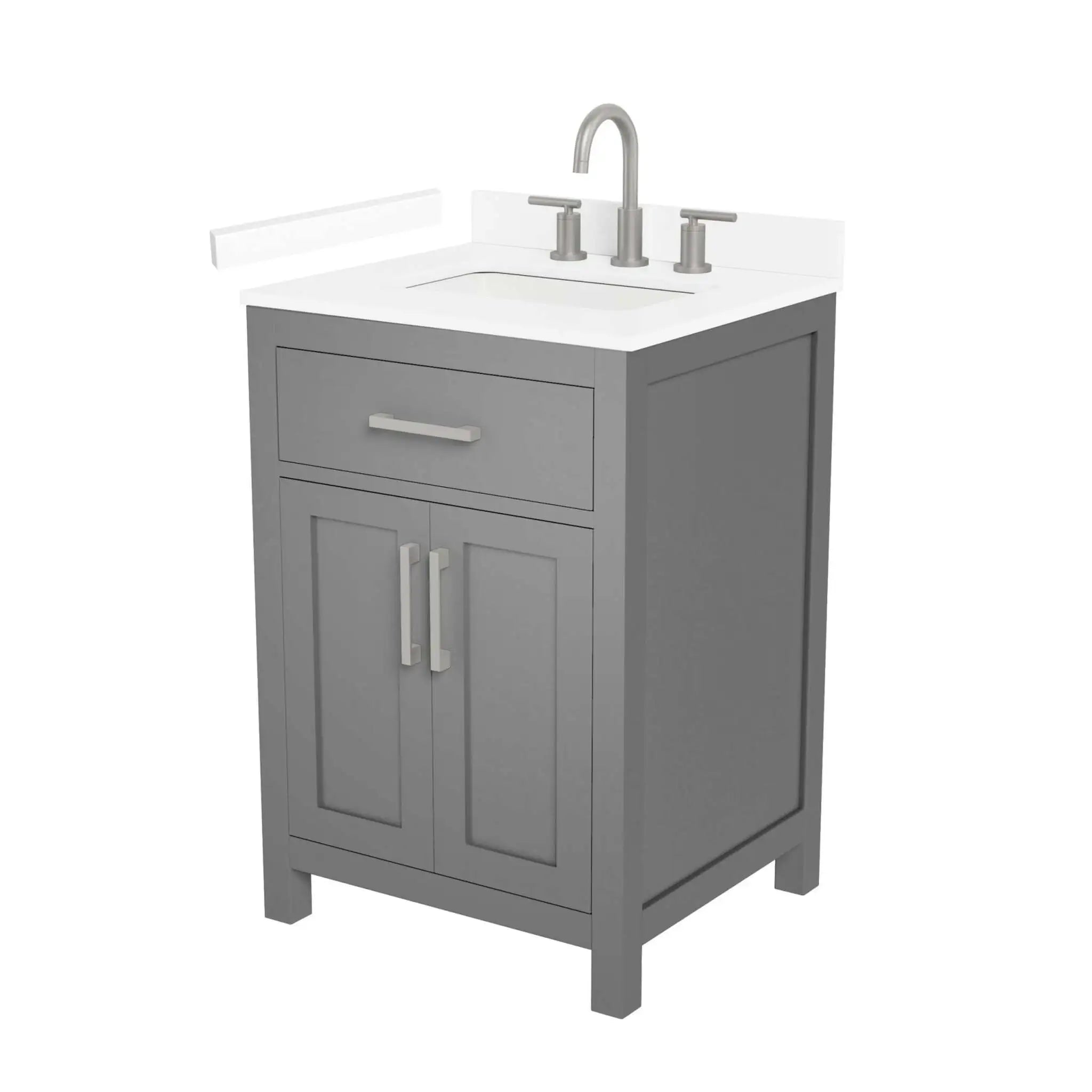 24" Beckett Single Bathroom Vanity in Dark Gray with Brushed Nickel Trim by Wyndham