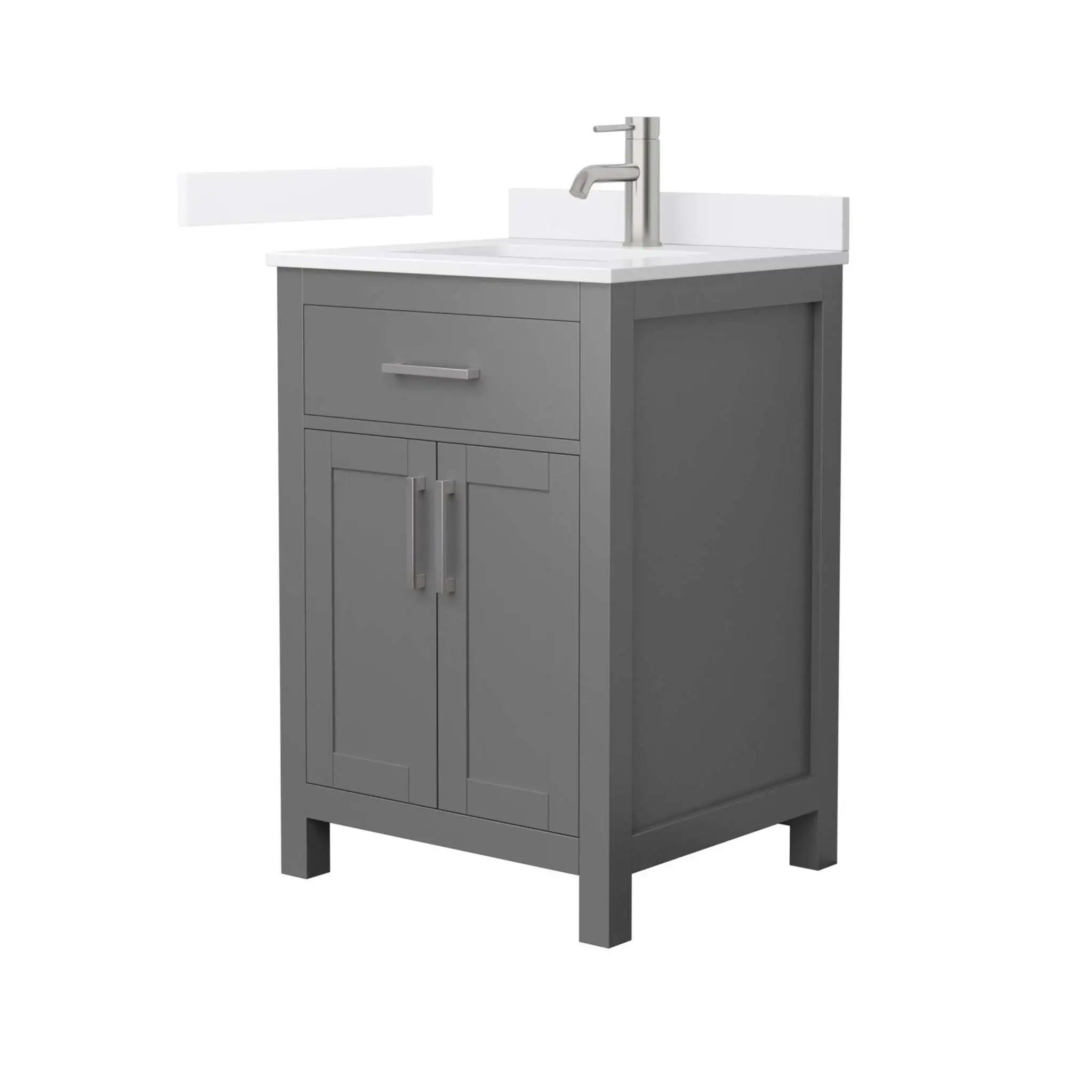 24" Beckett Single Bathroom Vanity in Dark Gray with Brushed Nickel Trim by Wyndham