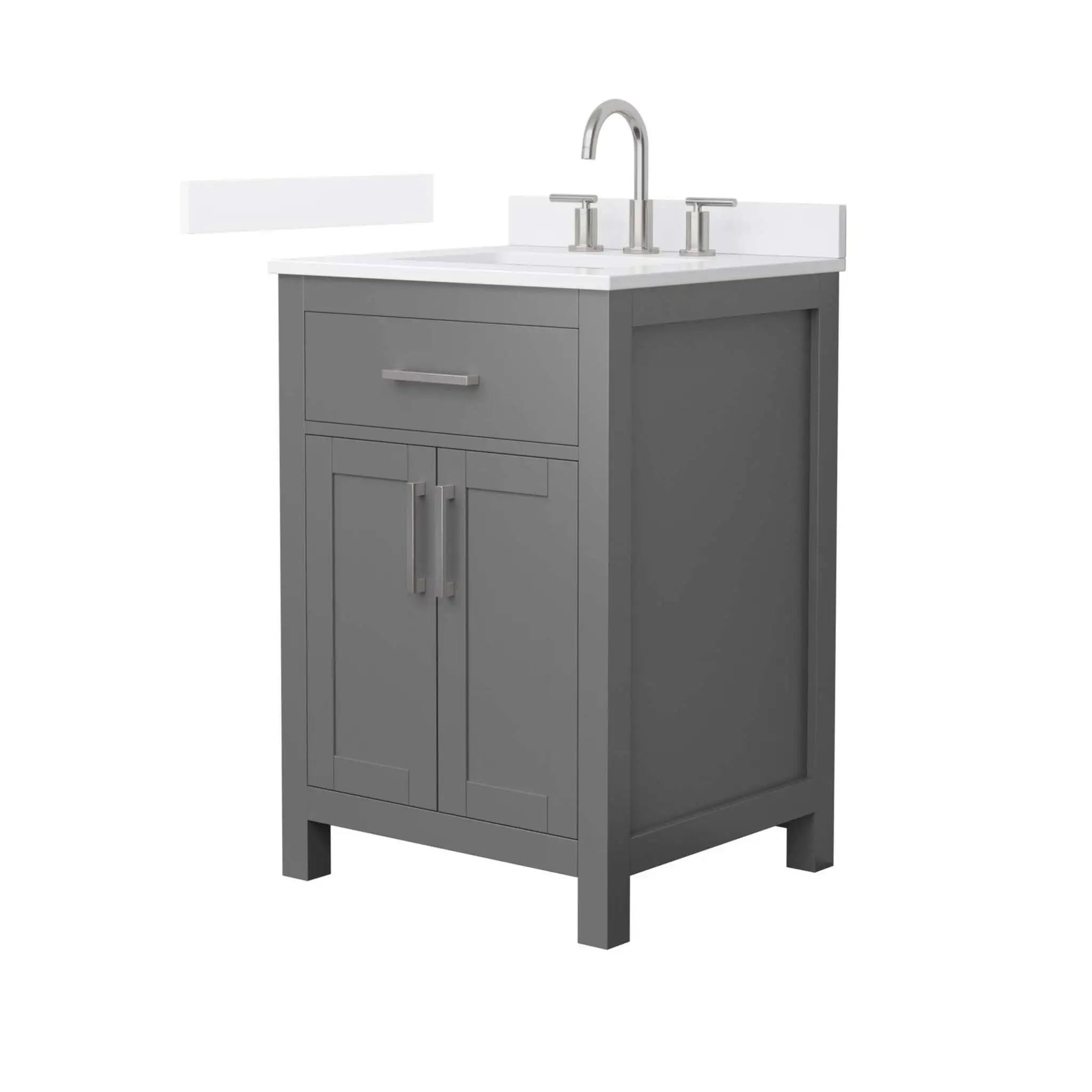 24" Beckett Single Bathroom Vanity in Dark Gray with Brushed Nickel Trim by Wyndham